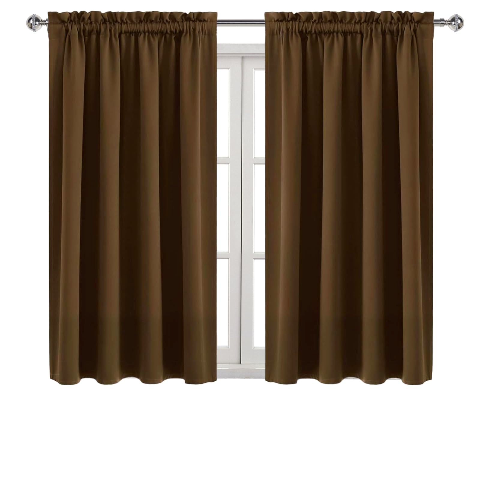 Blackout Curtains for Bedroom Living Room 52 x 54 Inch Long Brown (2 Count)