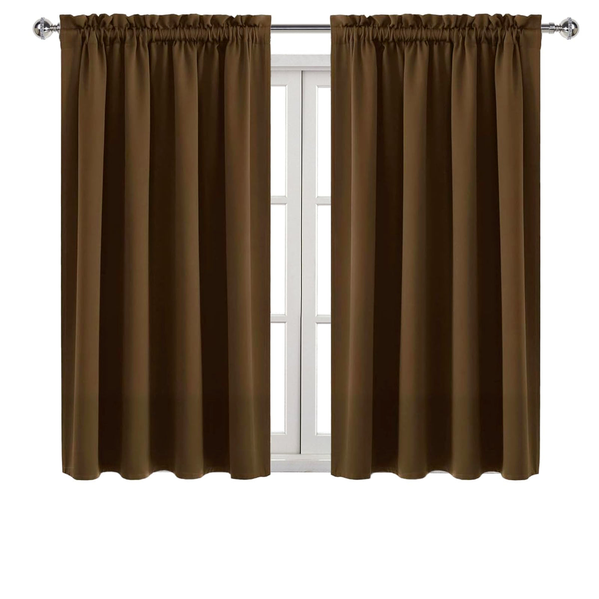 Blackout Curtains for Bedroom Living Room 52 x 45 Inch Long Brown (2 Count)