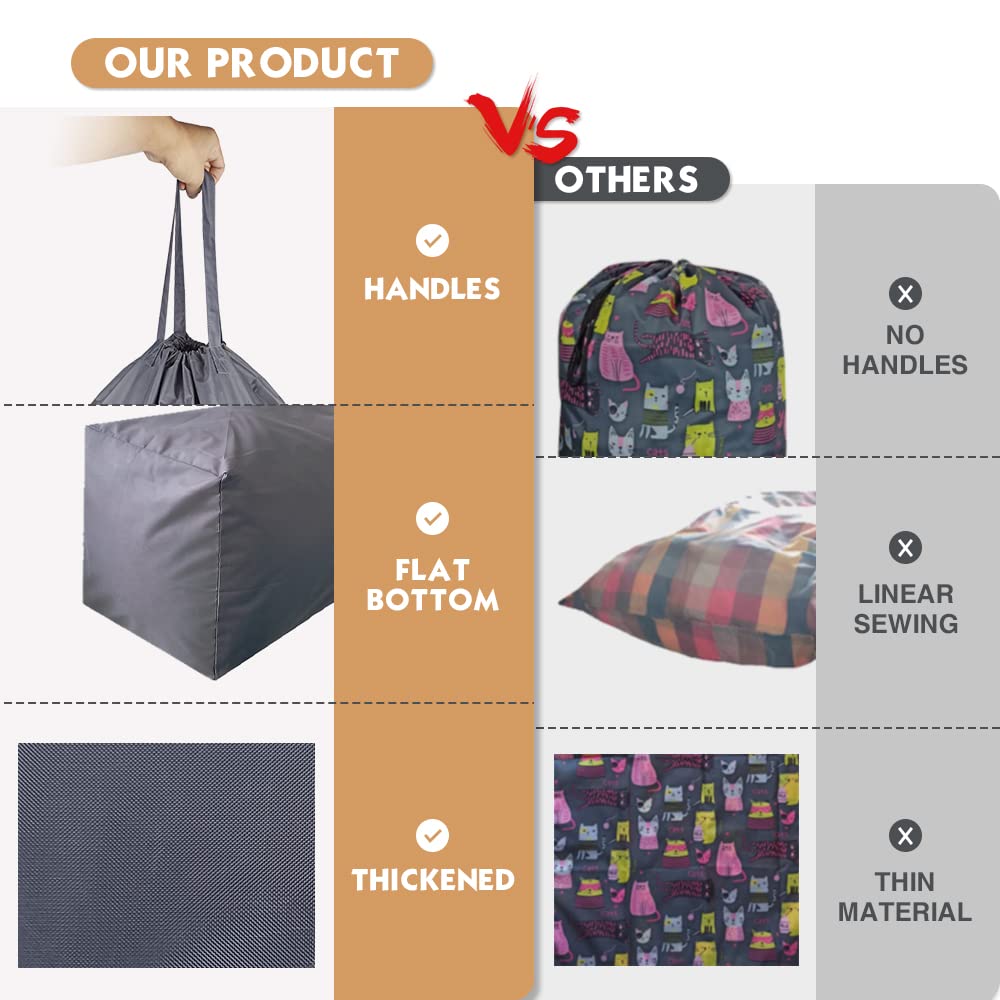 Washable Travel Laundry Bag with Handles and Drawstring (2 Count)