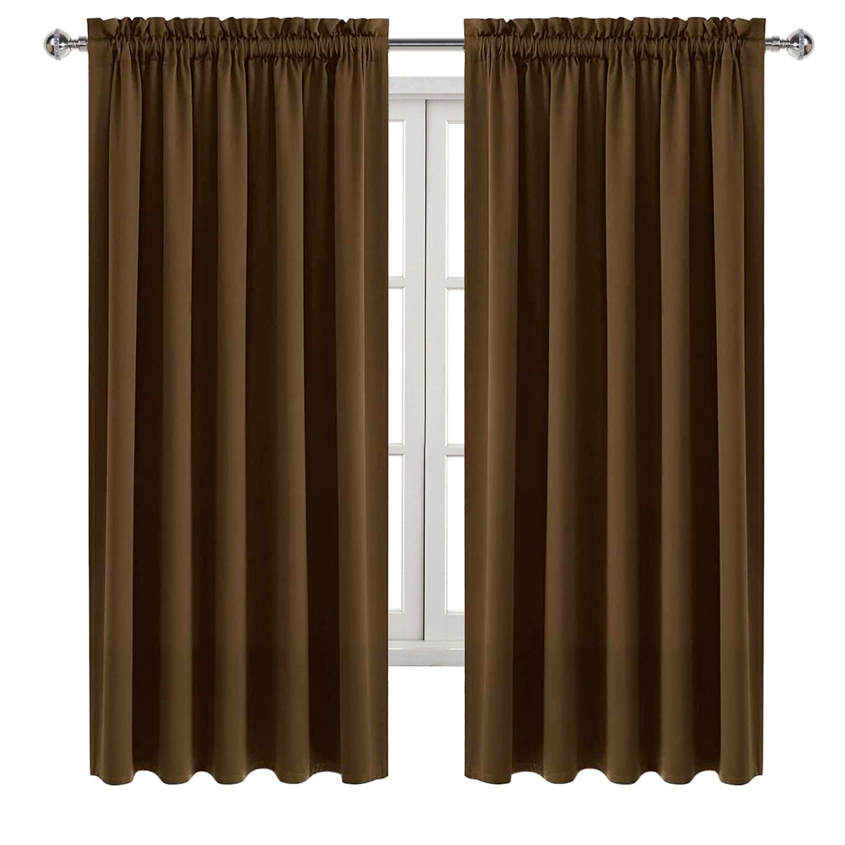 Wide Blackout Curtains for Bedroom Living Room 60 x 63 Inch Long Brown (2 Count)