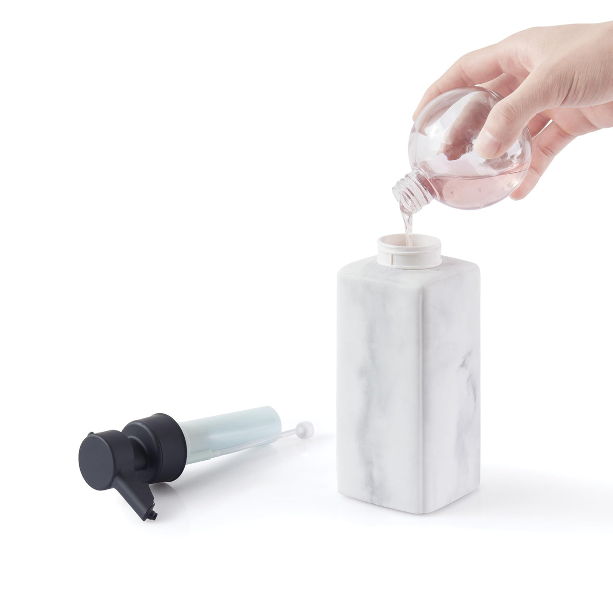Faux Marble Automatic Liquid Soap Dispenser Rechargeable 8.6x3 White