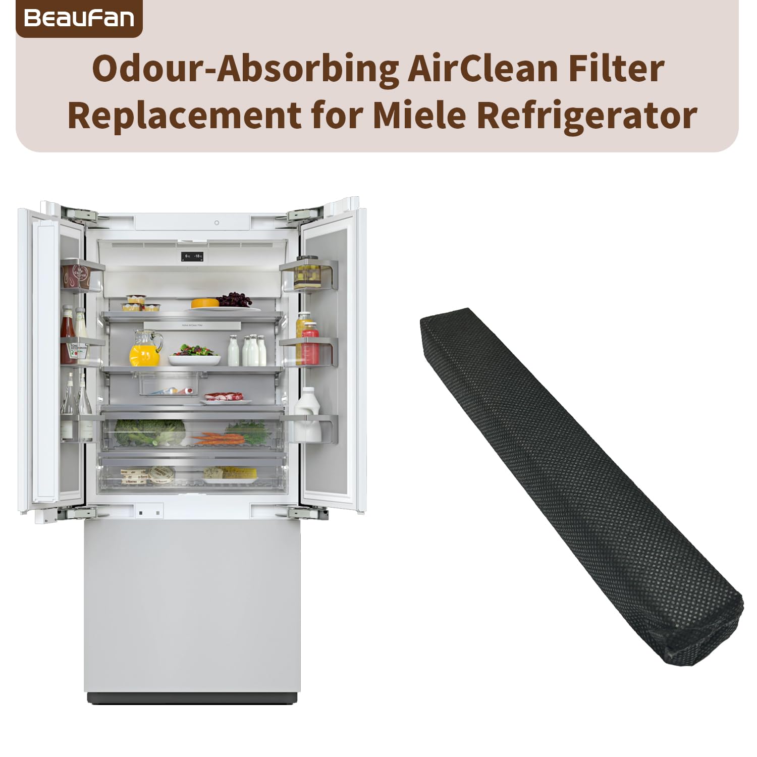 4 Pack Active Airclean Filter 7236280 Replacement for Miele Refrigerator (4 Count)