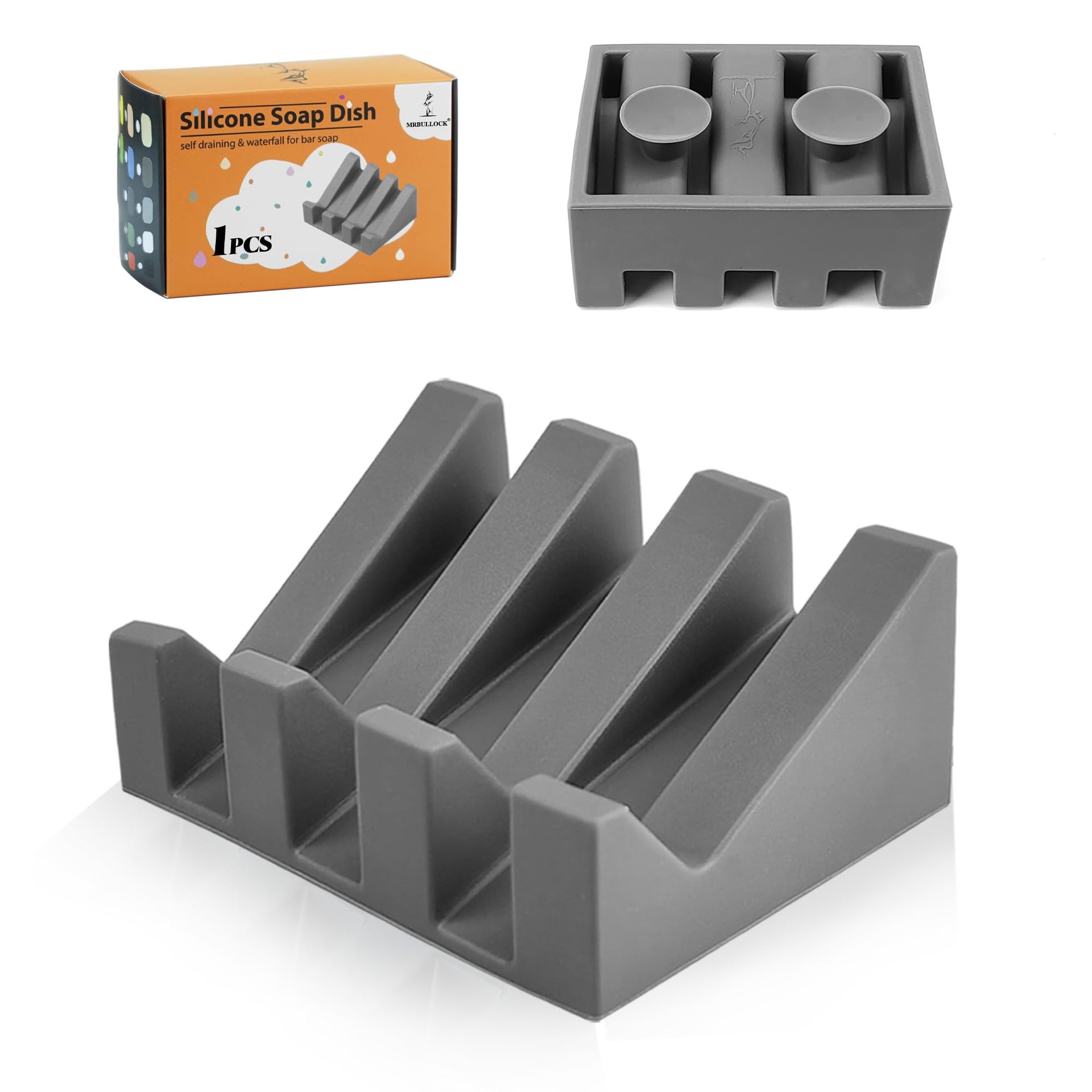 Silicone Soap Dish Self Draining with Suction Cups