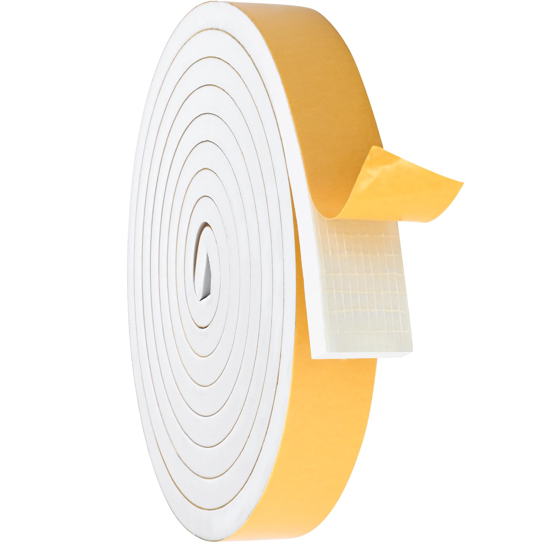 White Door Window Weather Stripping Self Adhesive Foam Tape High Density Foam Sealing Strip Window Insulation Weatherproof Gasket Tape for Doors and Windows (33 Foot)