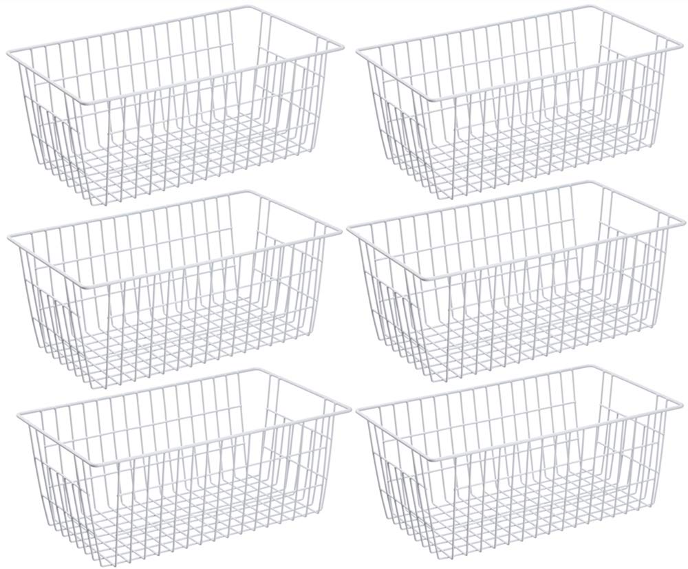 Wire Metal Baskets Freezer Baskets Farmhouse Organizer Storage Bins Large Organizer Bins for Shelf Storage (6 Count)
