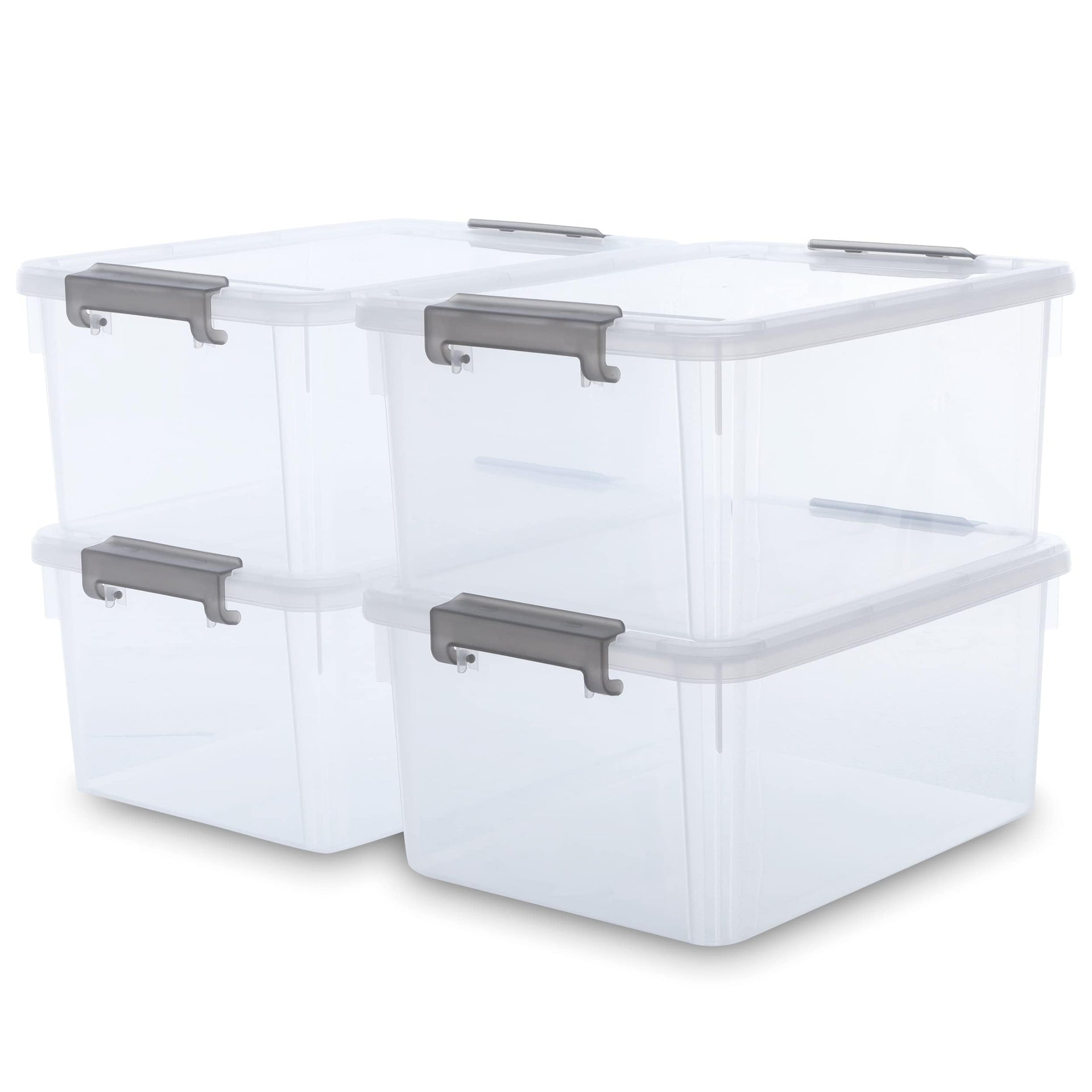 17 QT Plastic Storage Bins with Latching Lids Stackable Storage Containers for Organizing Large Clear Storage Box for Garage (4 Count)