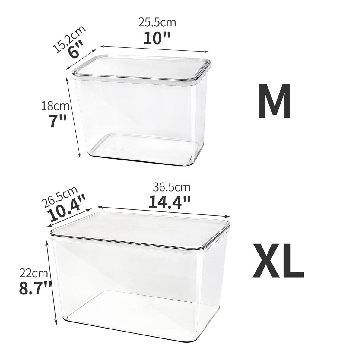 Lidded Plastic Storage Bins Set Clear Desk Basket Box Organizer Kitchen Container Clothes Laundry Closet Cabinet Shelf (5 Count)