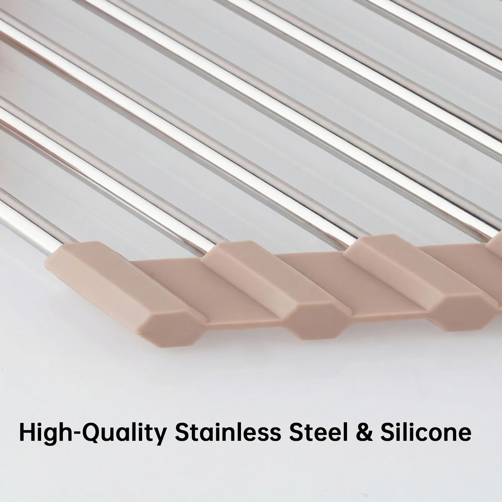 Triangle Roll Up Dish Drying Rack 304 Stainless Steel Beige