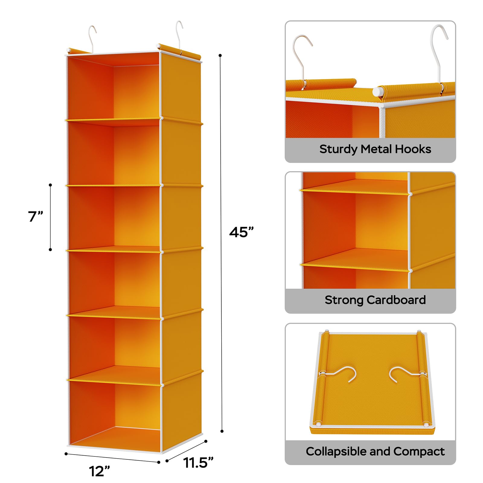 6 Tier Hanging Closet Organizer with 2 Sturdy Hooks