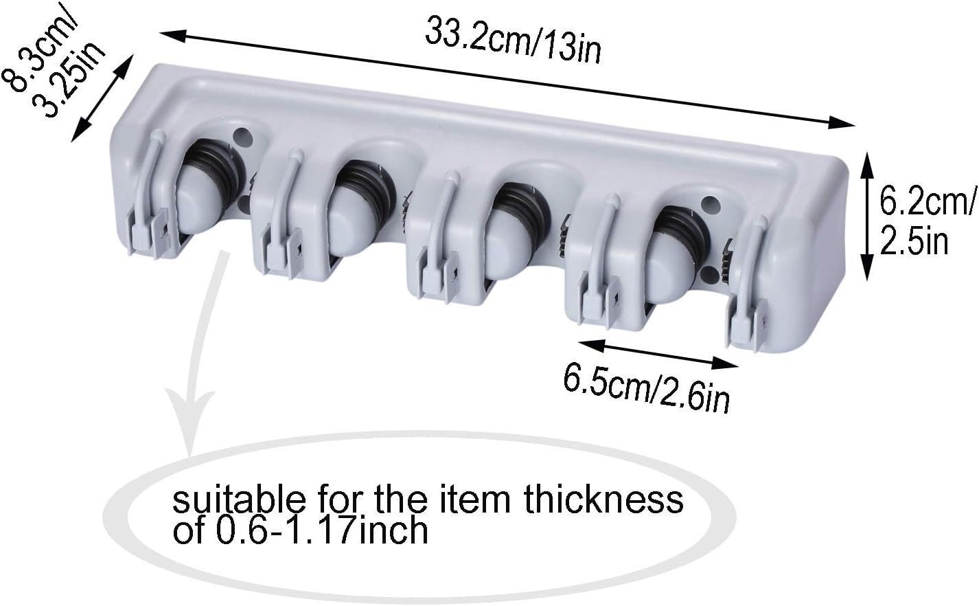 2 Pack Mop and Broom Holder Wall Mounted 4 Position Storage Rack with 5 Retractable Hooks Holds up to 9 Tools Utility Weatherproof Holder for Garage Storage Systems Broom Organizer