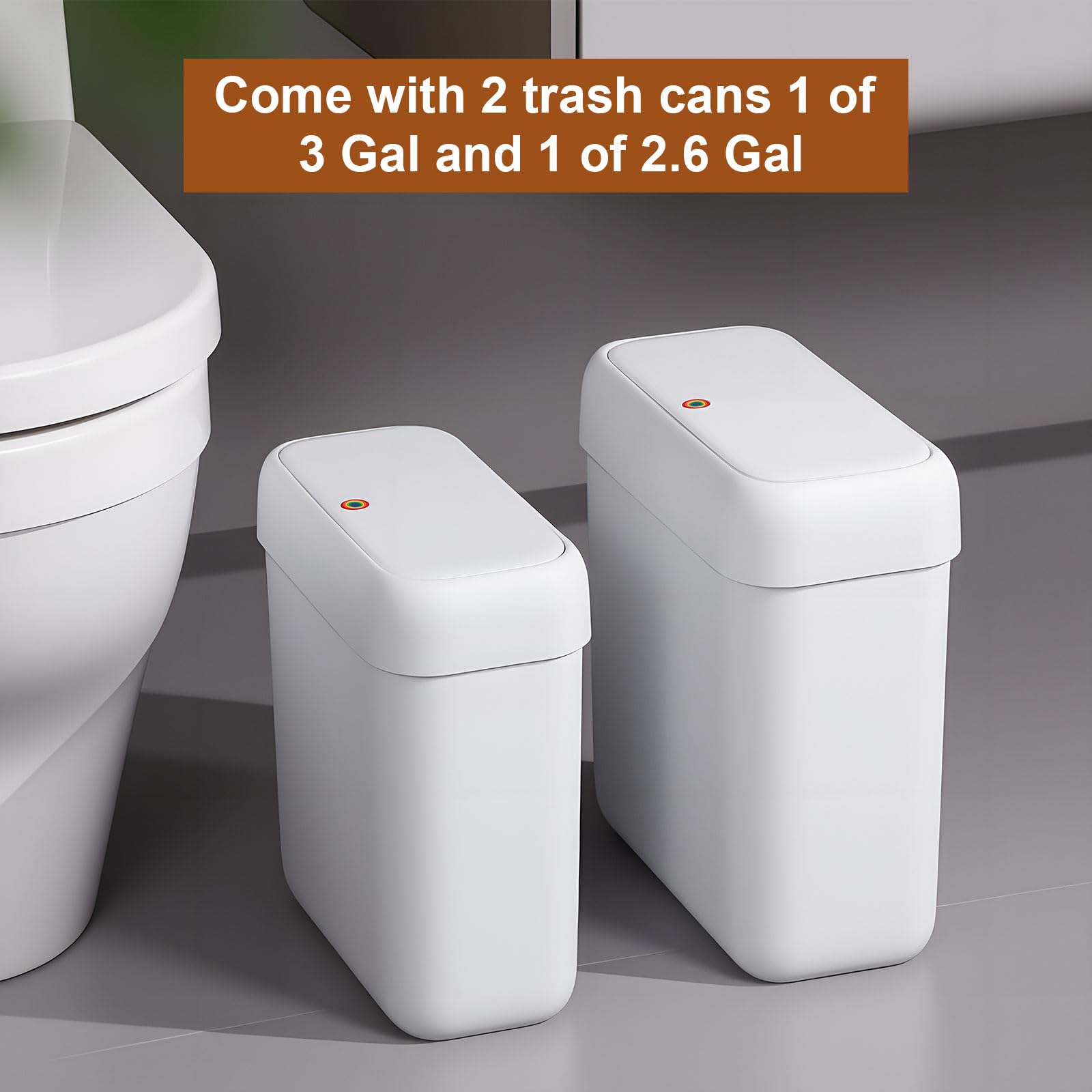 2 Pack Bathroom Trash Can with Lid