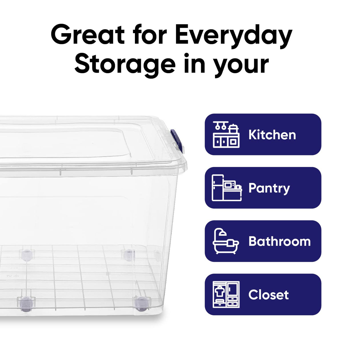 Clear Storage Boxes with Wheels (2 Count)