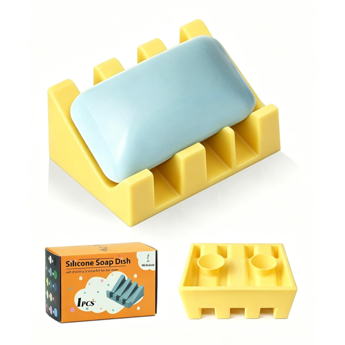 Silicone Soap Dish Self Draining with Suction Cups