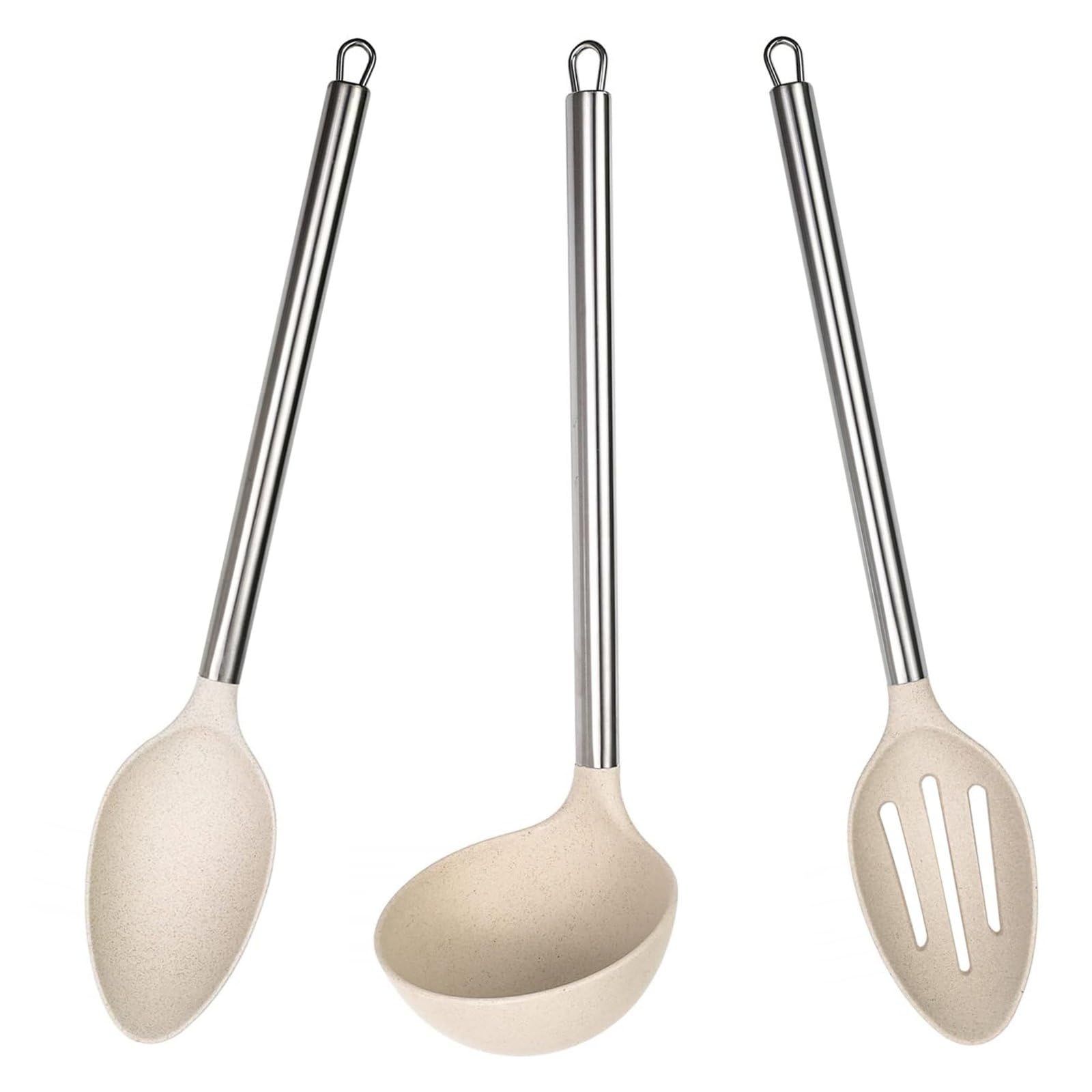3pc Wheat Straw Spoons and Ladle Set Cooking Baking Kitchen Utensils (3 Count)