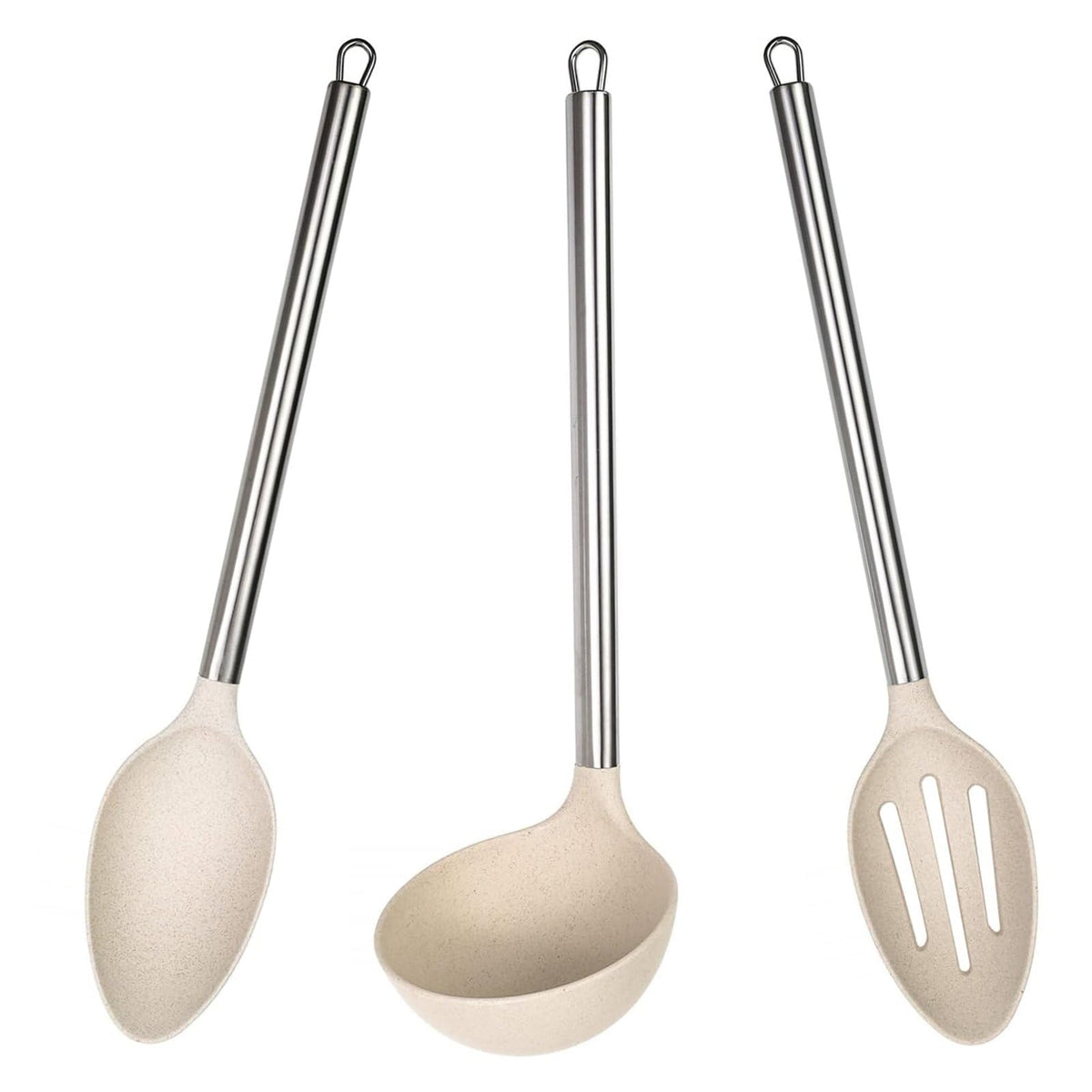 3pc Wheat Straw Spoons and Ladle Set Cooking Baking Kitchen Utensils (3 Count)