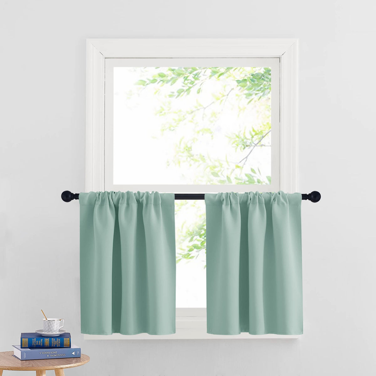 Cafe Blackout Curtains 24 inch Length