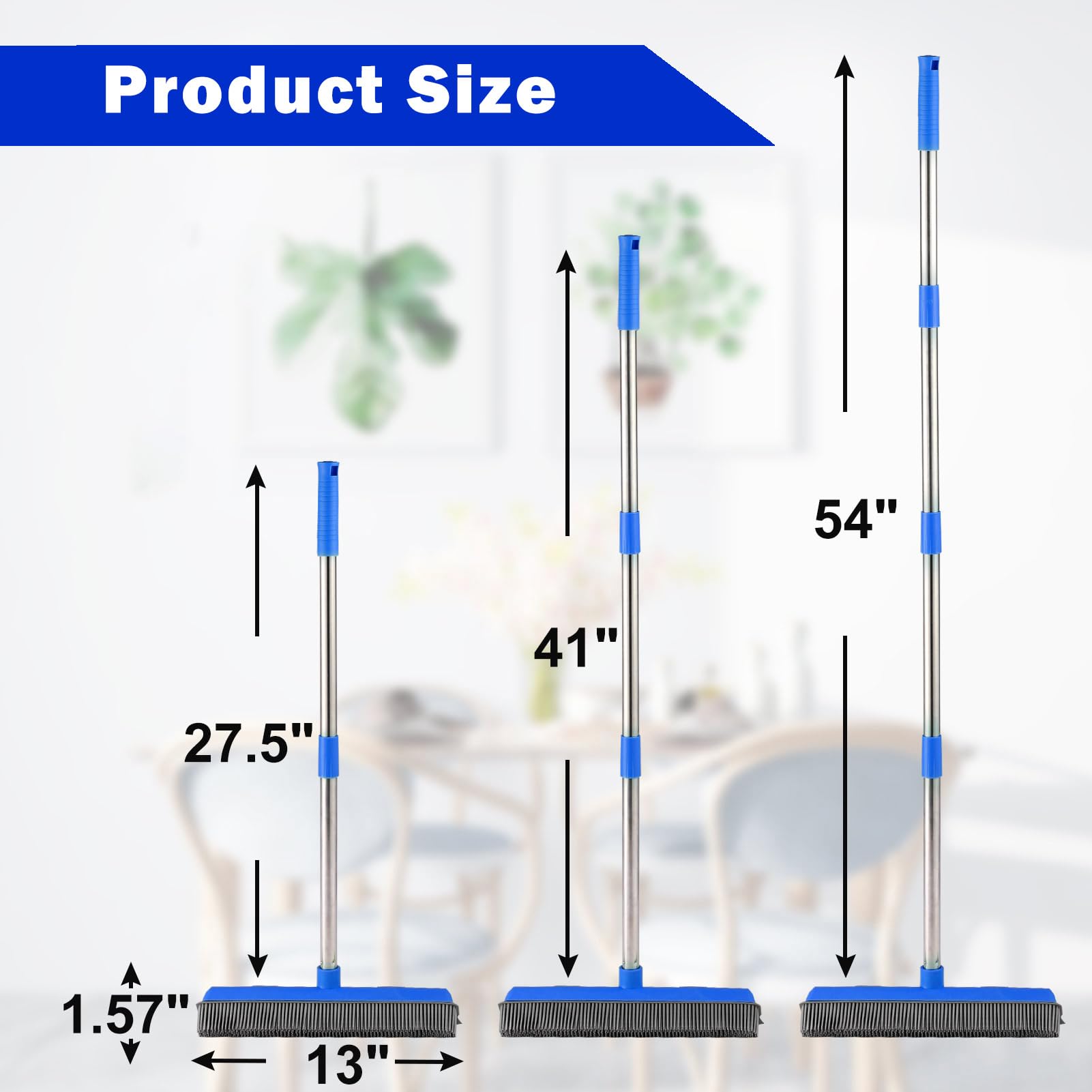 57" Rubber Broom for Pet Hair Removal