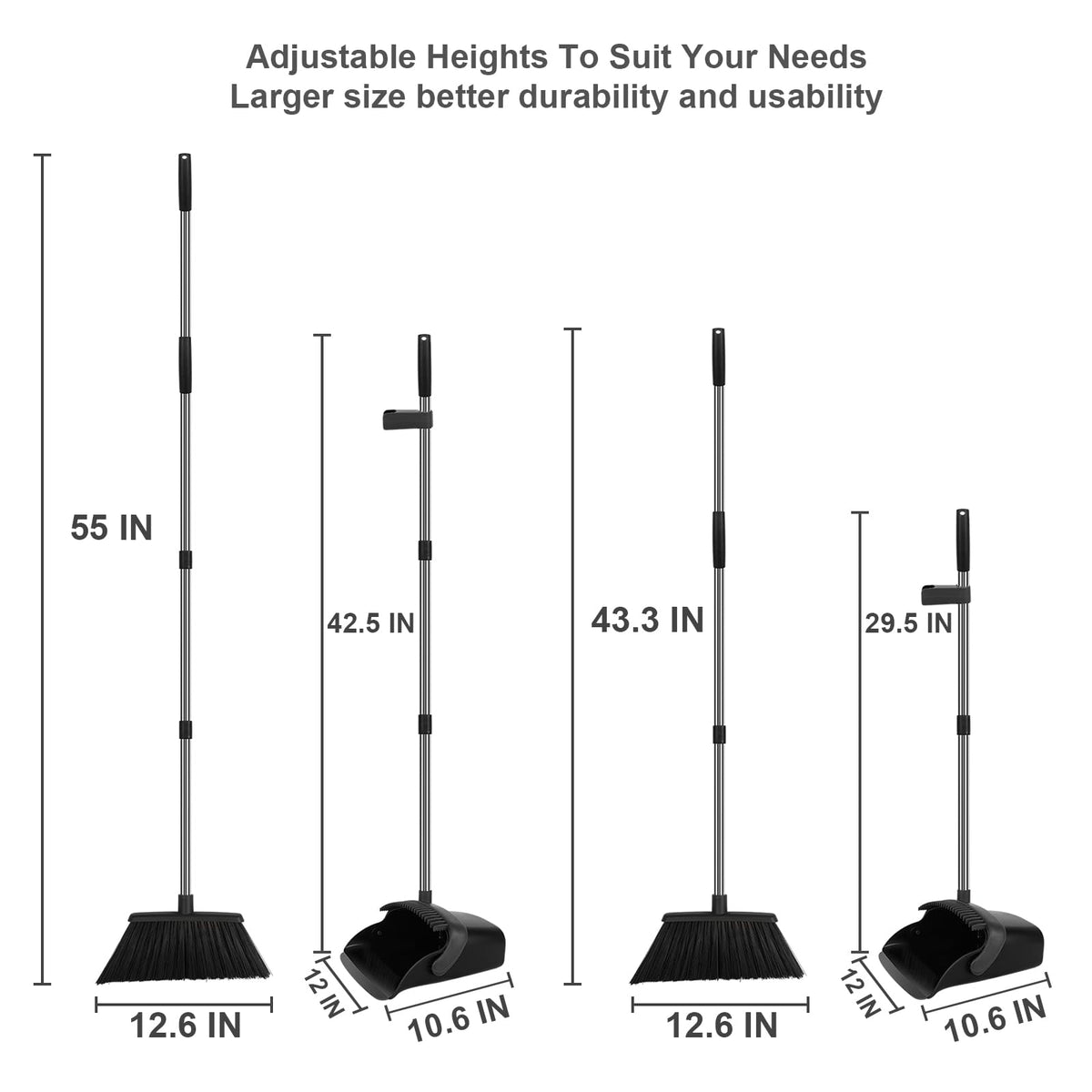 Black Broom and Dustpan Combo Set