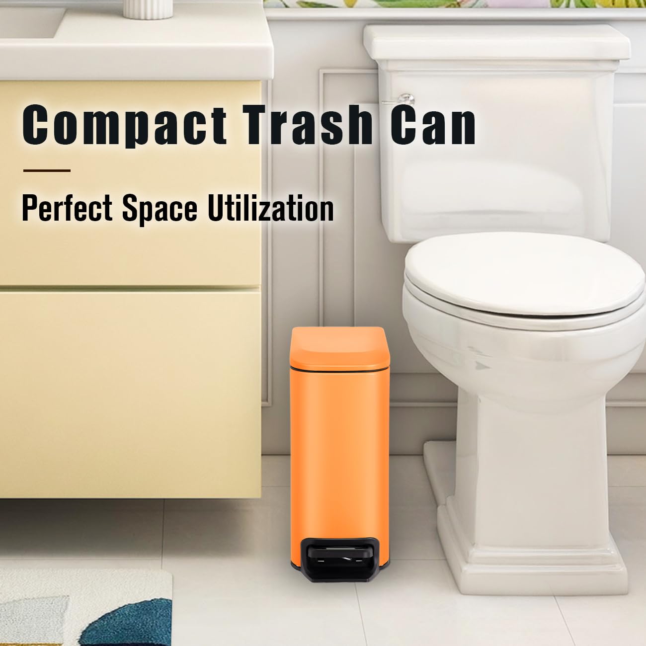 Small Bathroom Trash Can with Lid