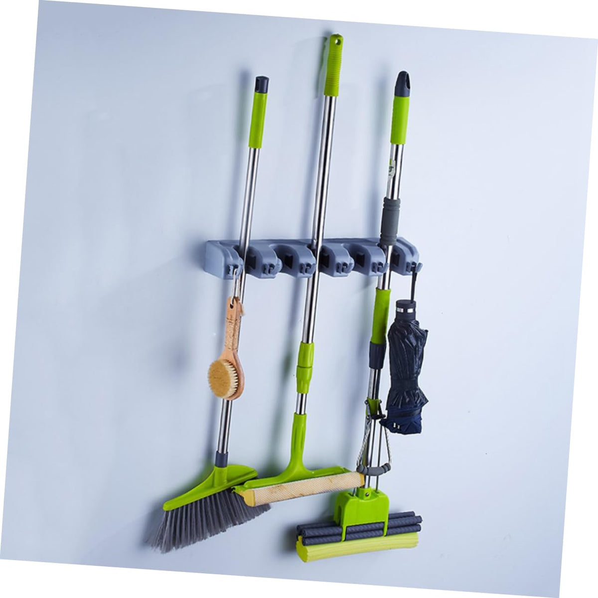Wall mounted Mop Stand Bathroom Organizers for Holders Hook Wall Storage Organizer Kitchen Mop Broom Holder Over The Door Organizer Wall Mounted Storage Tool Storage Rack Blue