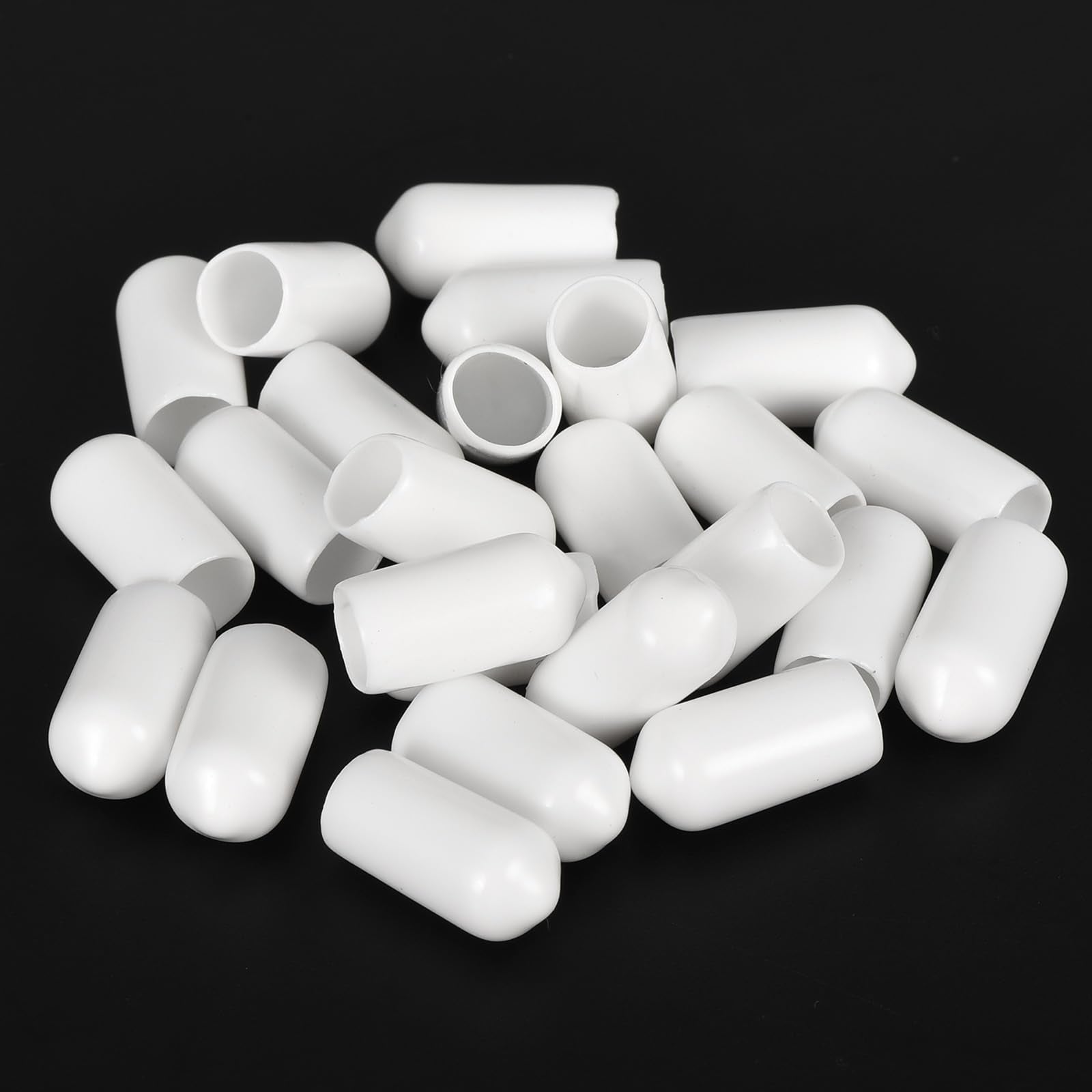 20pcs Rubber End Caps 7mm ID Vinyl Round End Cap Cover Screw Thread Protectors White