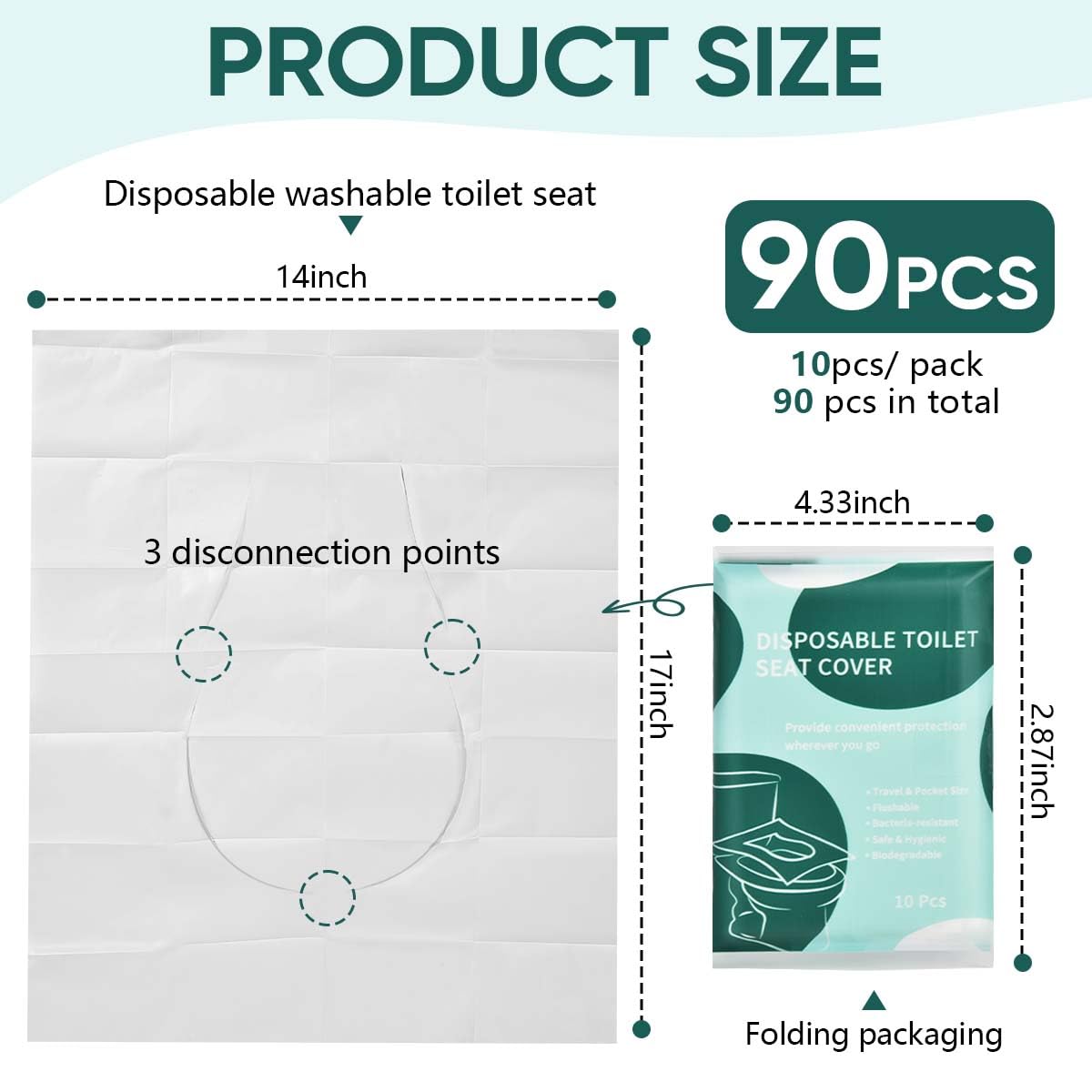 90 Pcs Disposable Flushable Paper Toilet Seat Covers Travel Supplies Essentials for Airplane
