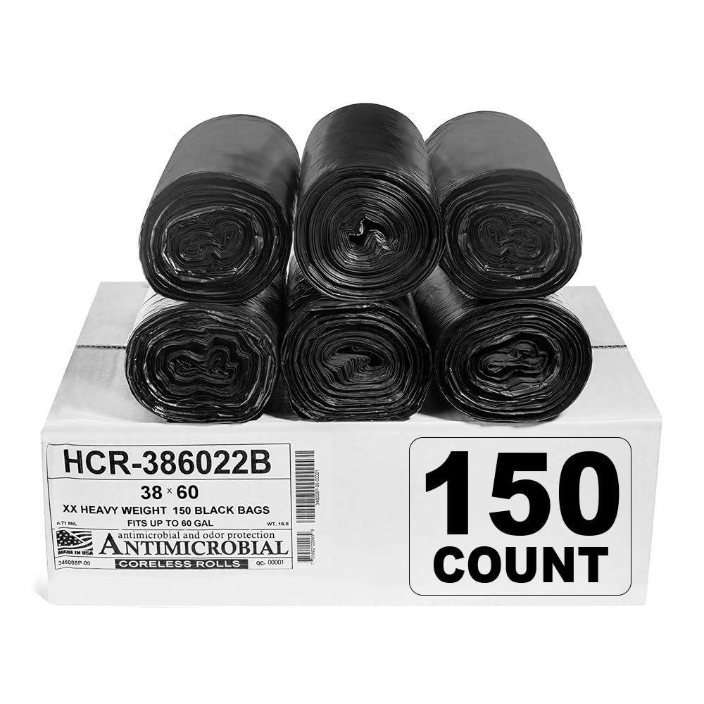 60 Gal Black Trash Bags (150 Count)