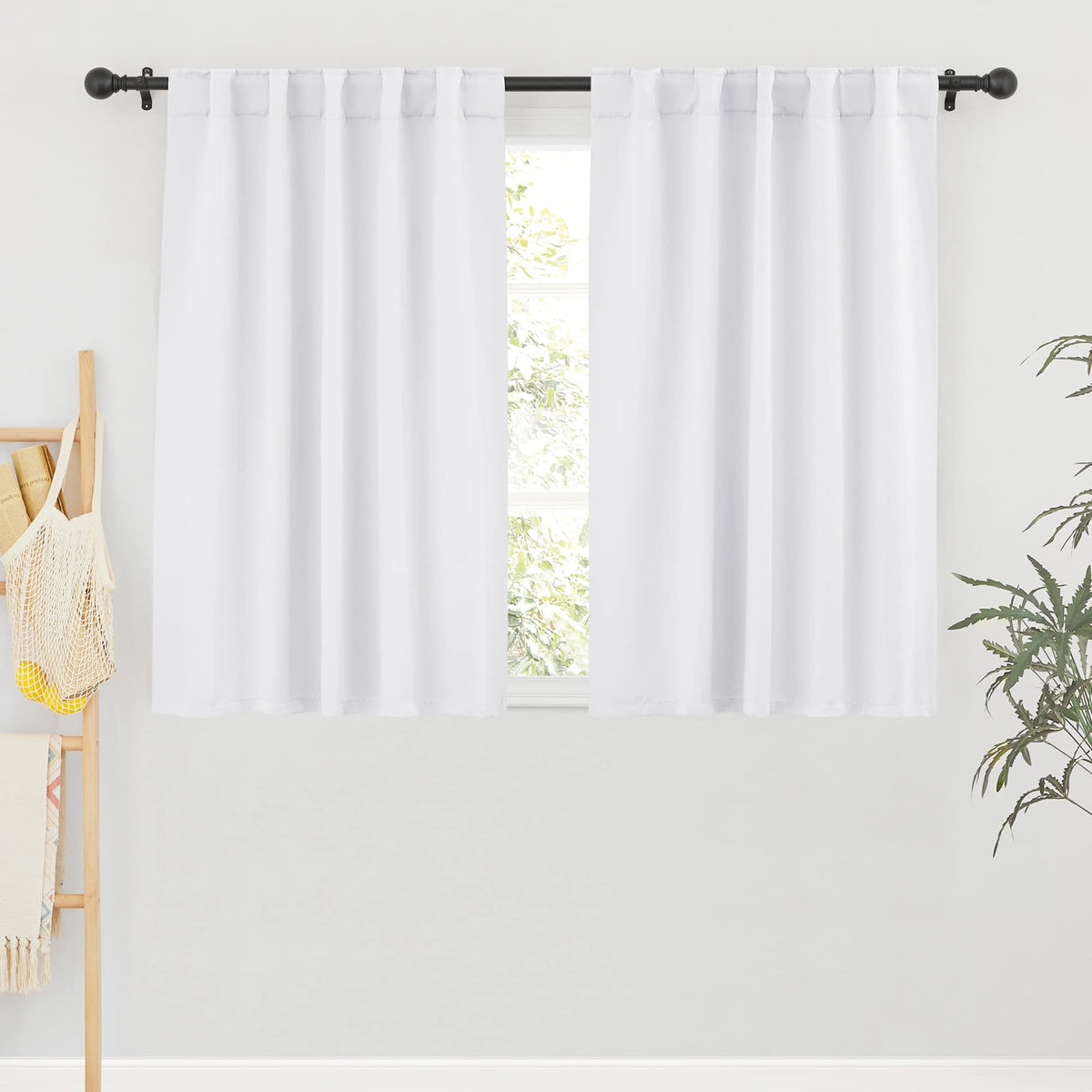 Short Curtains for Bedroom Kitchen Bathroom Cafe Basement Camper (2 Count)
