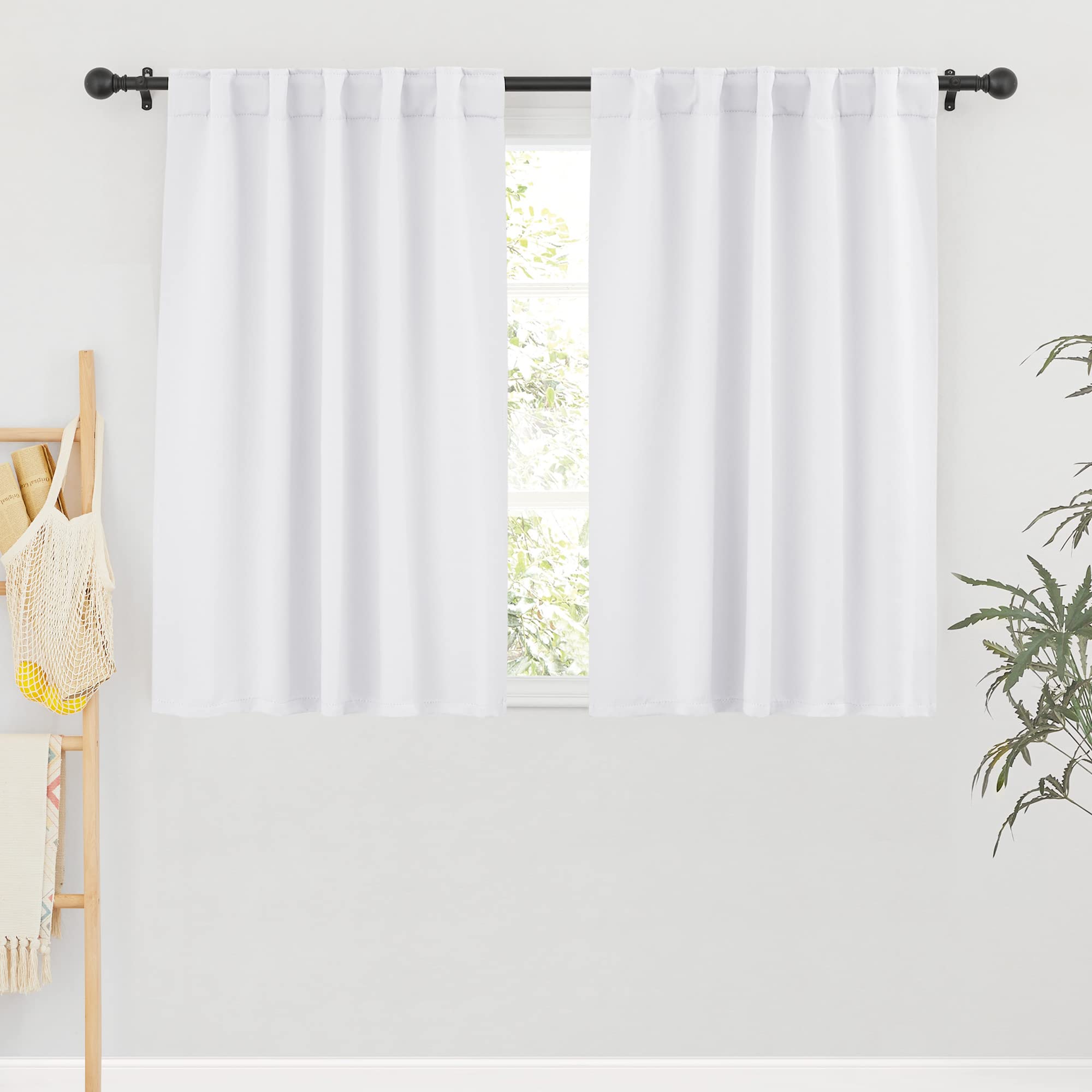 Short Curtains for Bedroom Kitchen Bathroom Cafe Basement Camper (2 Count)