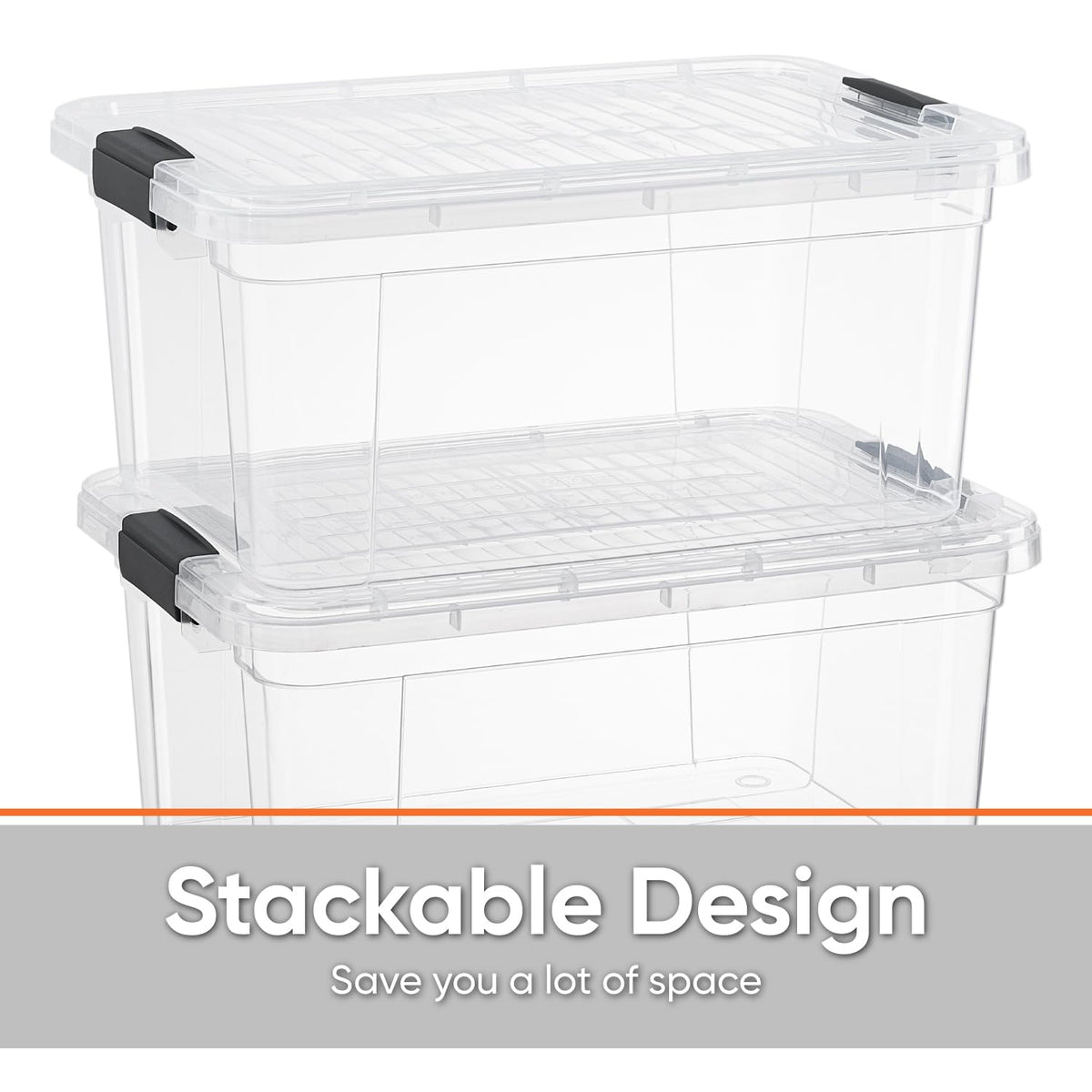 Small Clear Storage Boxes with Lids (2 Count)