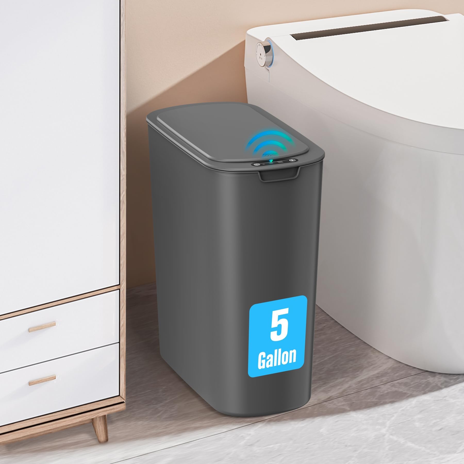 5 Gallon Automatic Bathroom Trash Can with Lid