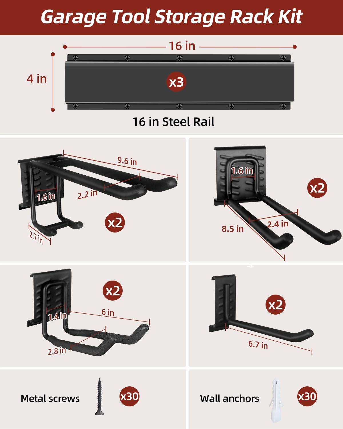 Garage Tool Organizer Wall Mount (10 Count)
