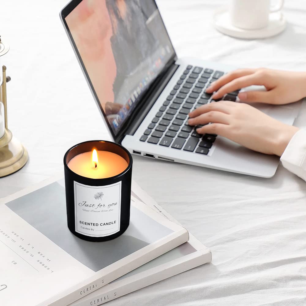 15 Pack 7 OZ Matte Black Candle Jars with Bamboo Lids (15 Count)