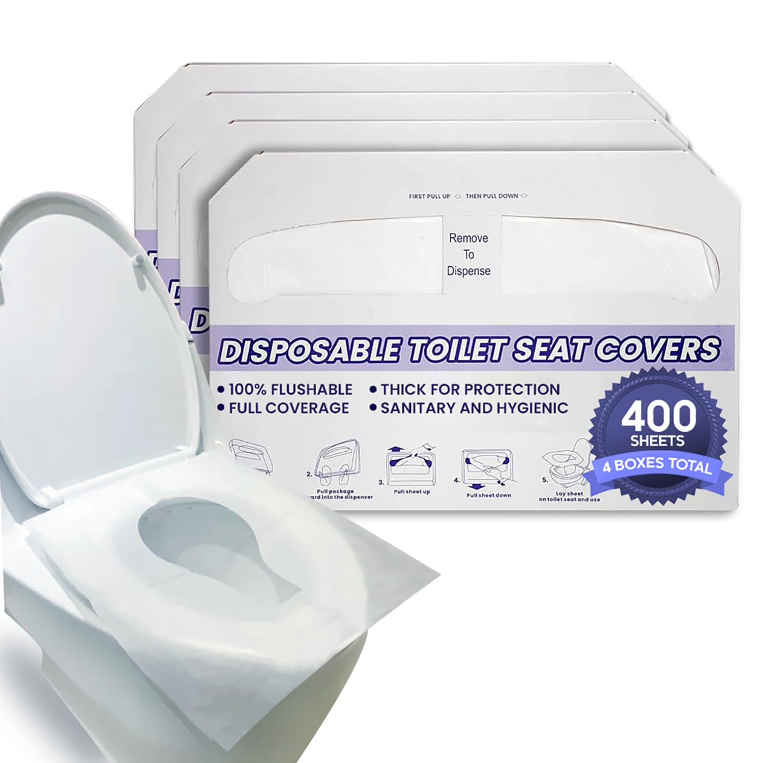 Disposable Toilet Seat Covers XL Half Fold Flushable
