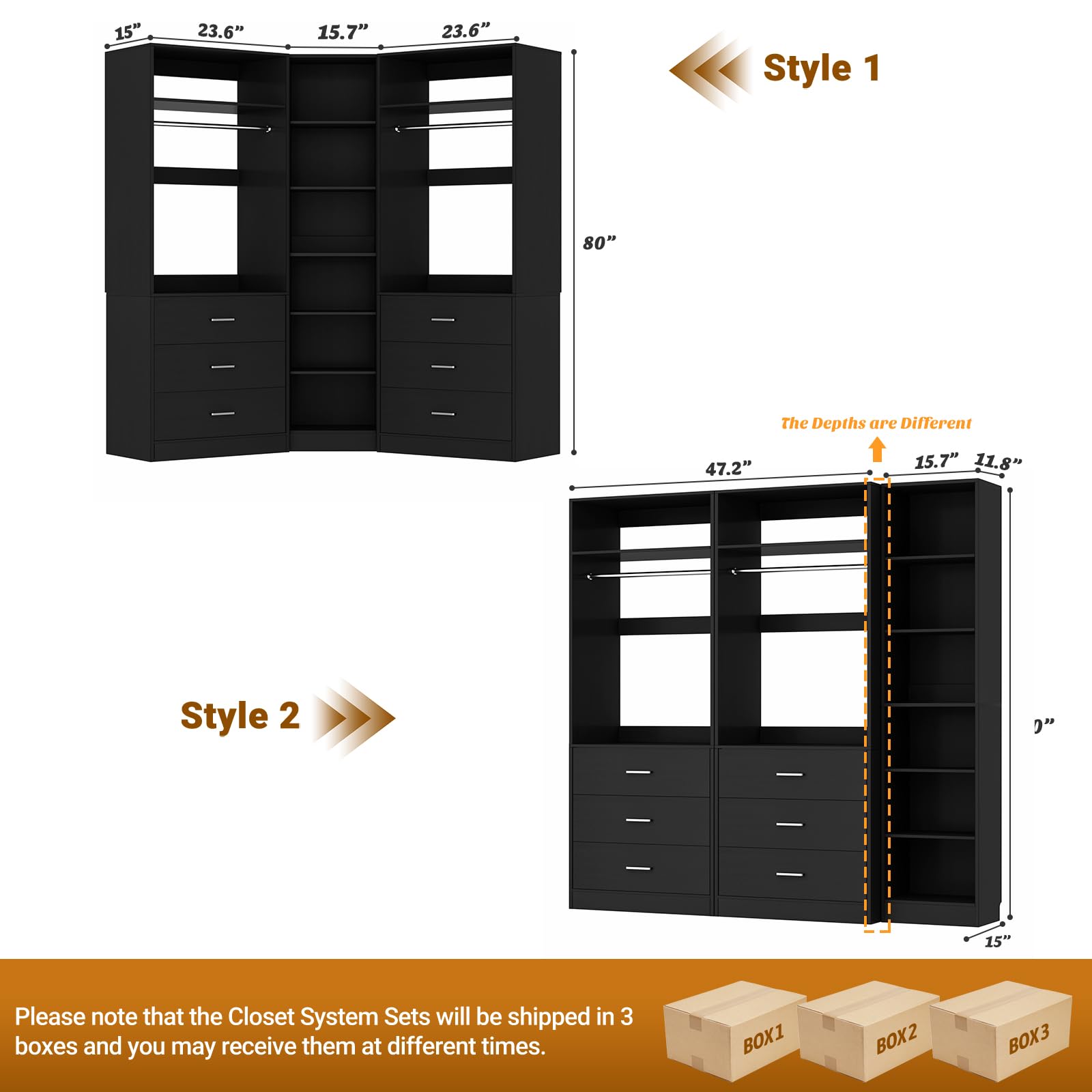 Closet System with 6 Drawers & 10 Shelves