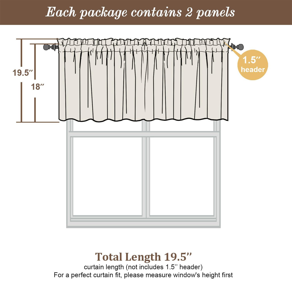 Sheer Ivory Valances for Windows 2 Pack (2 Count)