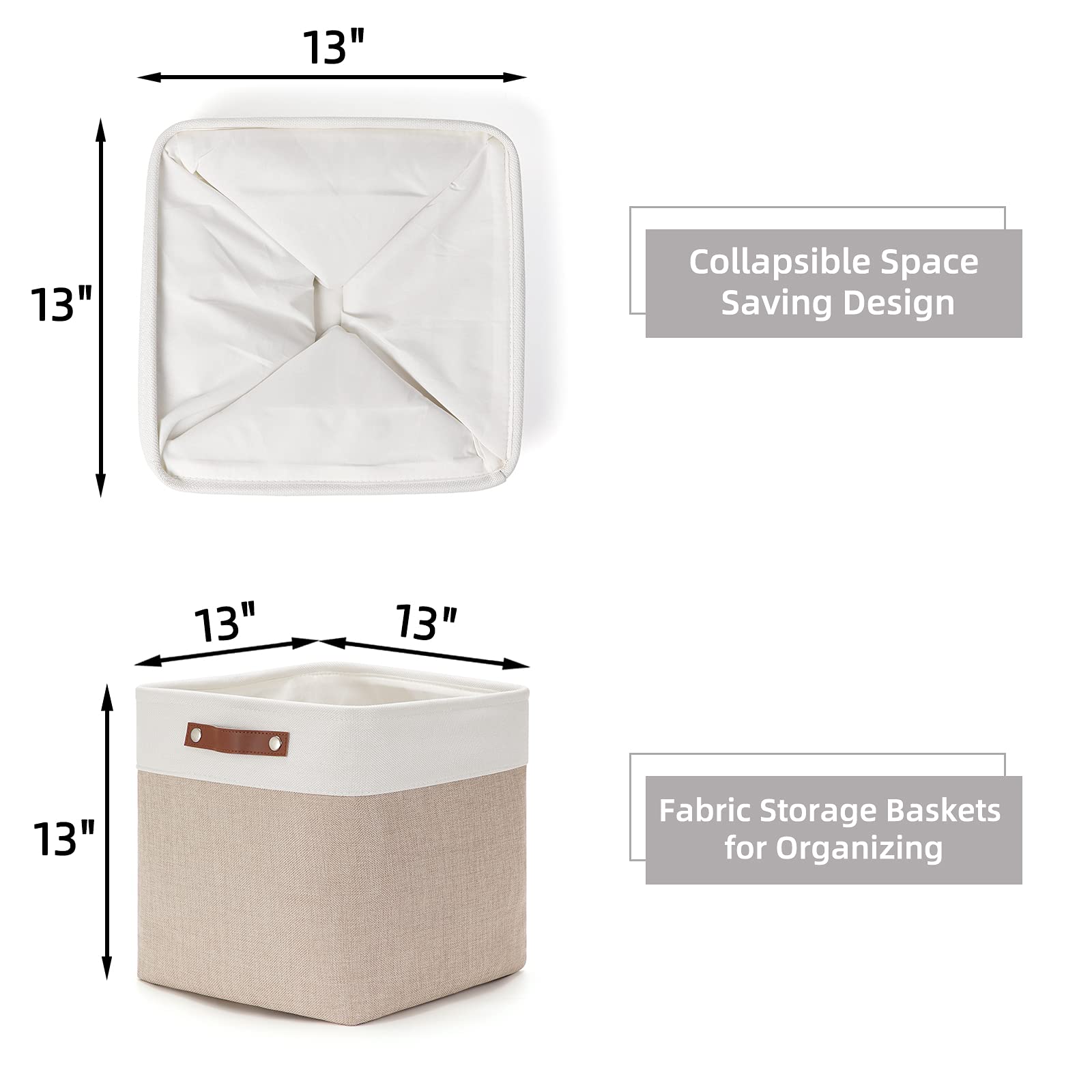 Cube Storage Baskets for Shelves Foldable Storage Baskets (3 Count)