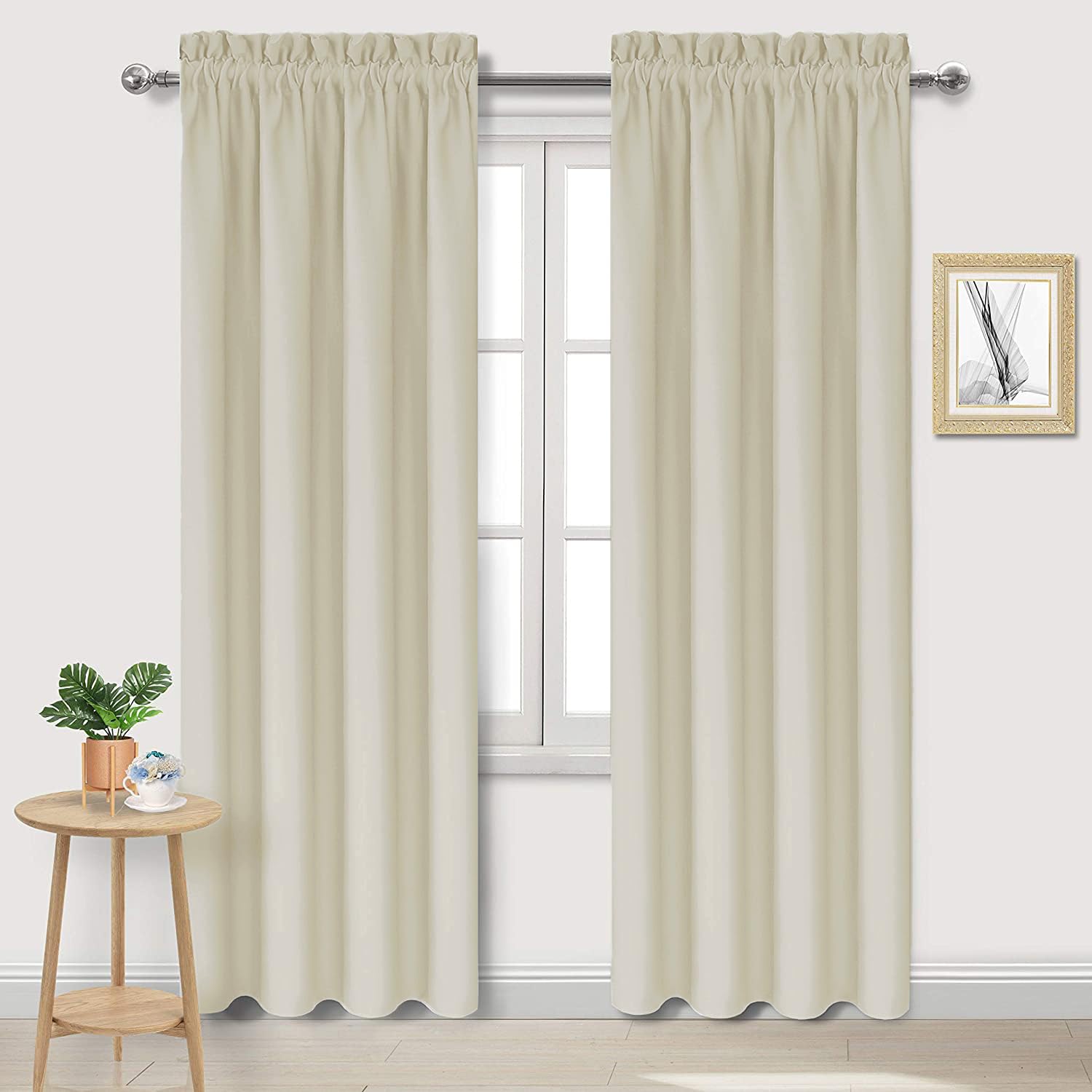 Blackout Curtains for Bedroom 42 x 84 Inch Long Light Beige 2 Panels (2 Count)