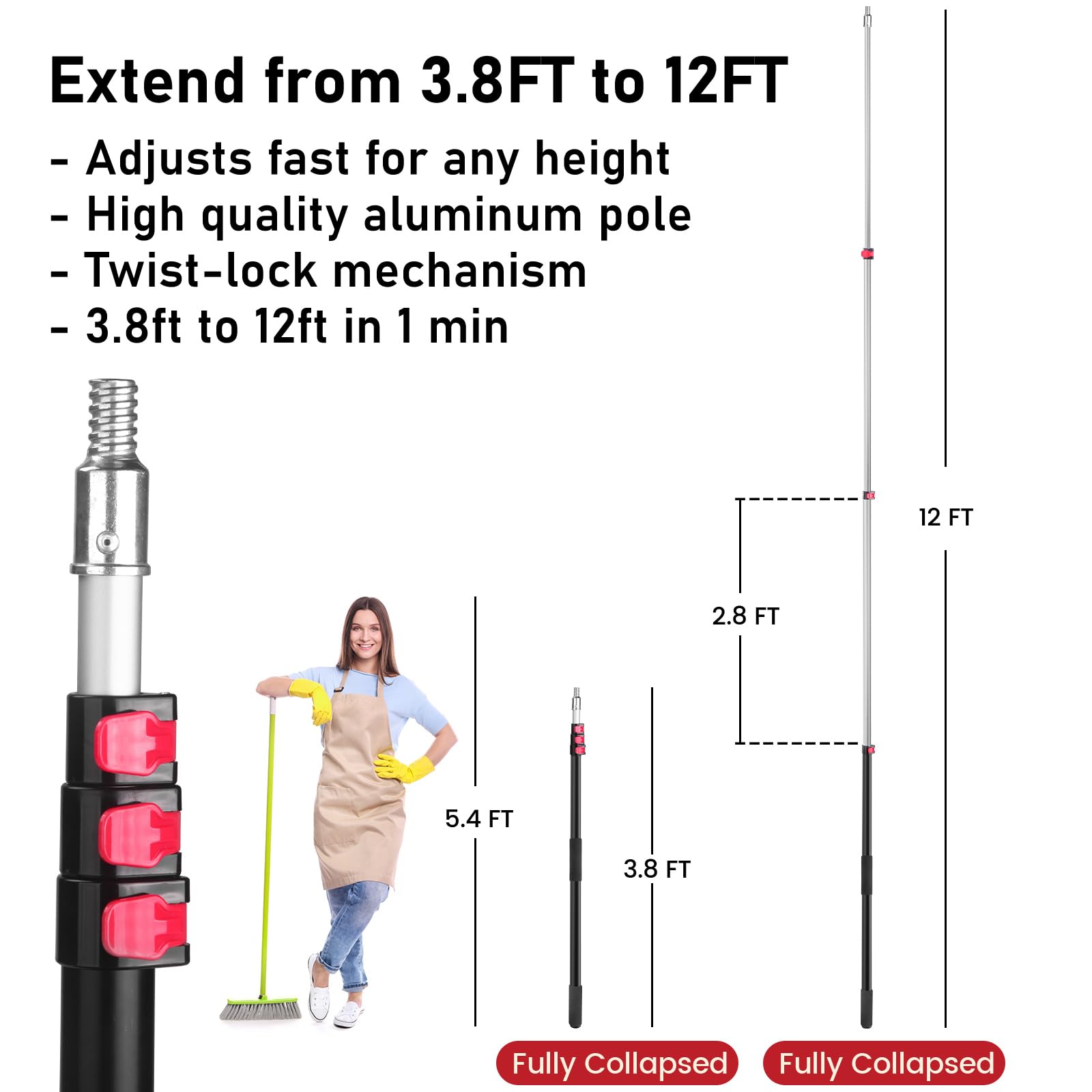 12 FT Telescoping Extension Pole