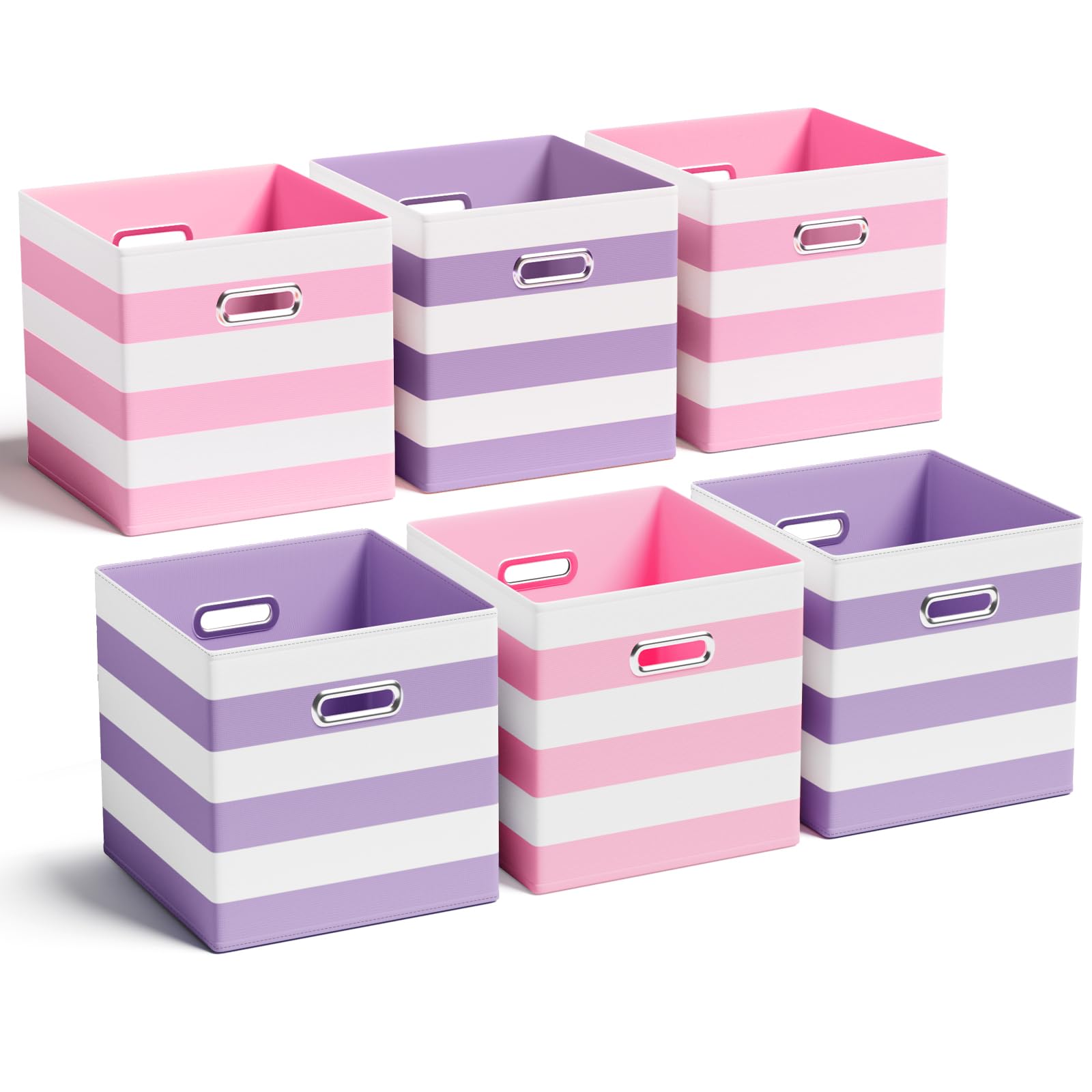 11 Inch 6 Pack Fabric Storage Cubes with Metal Handles (6 Count)