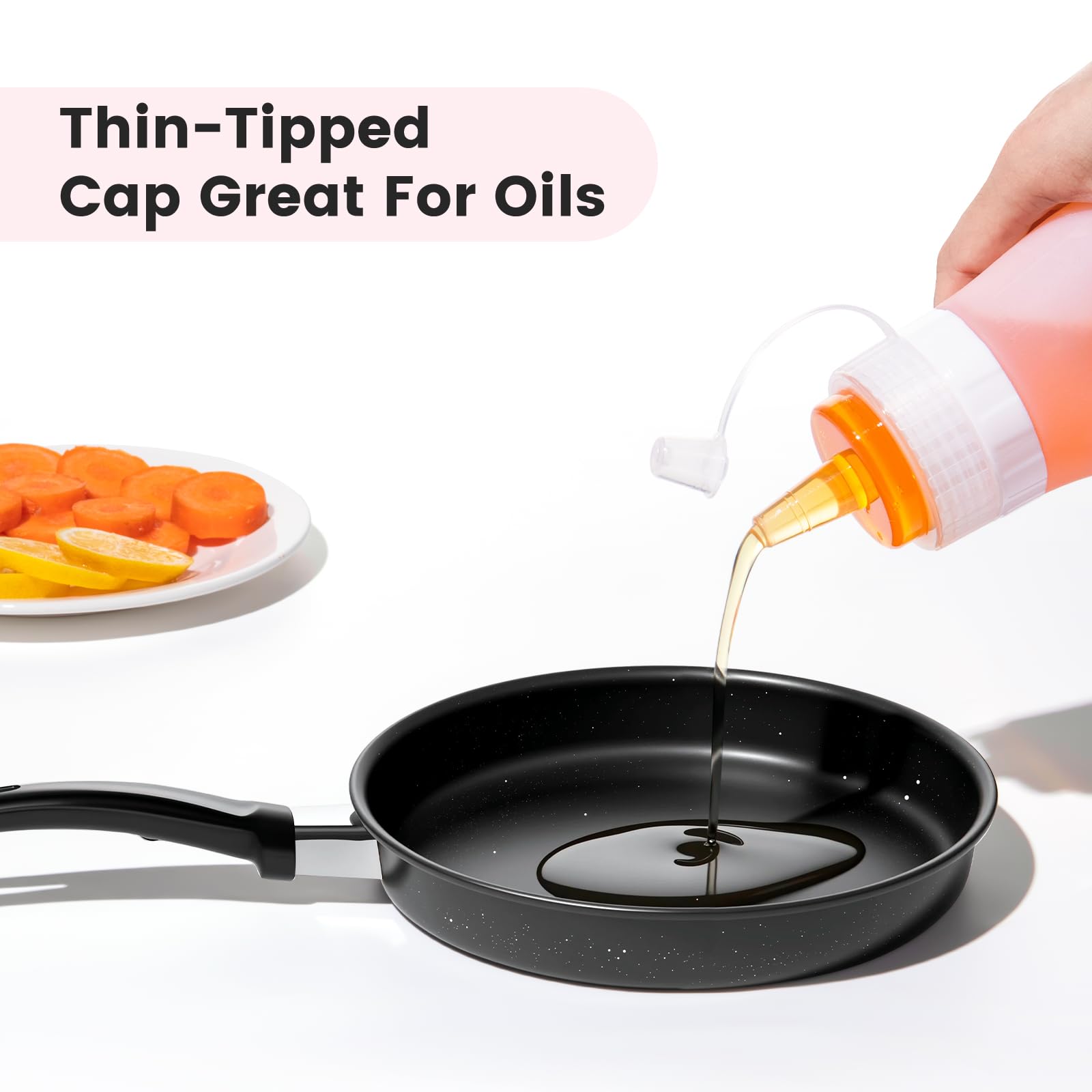 16 oz Silicone Squeeze Bottles for Sauces & Oil (4 Count)