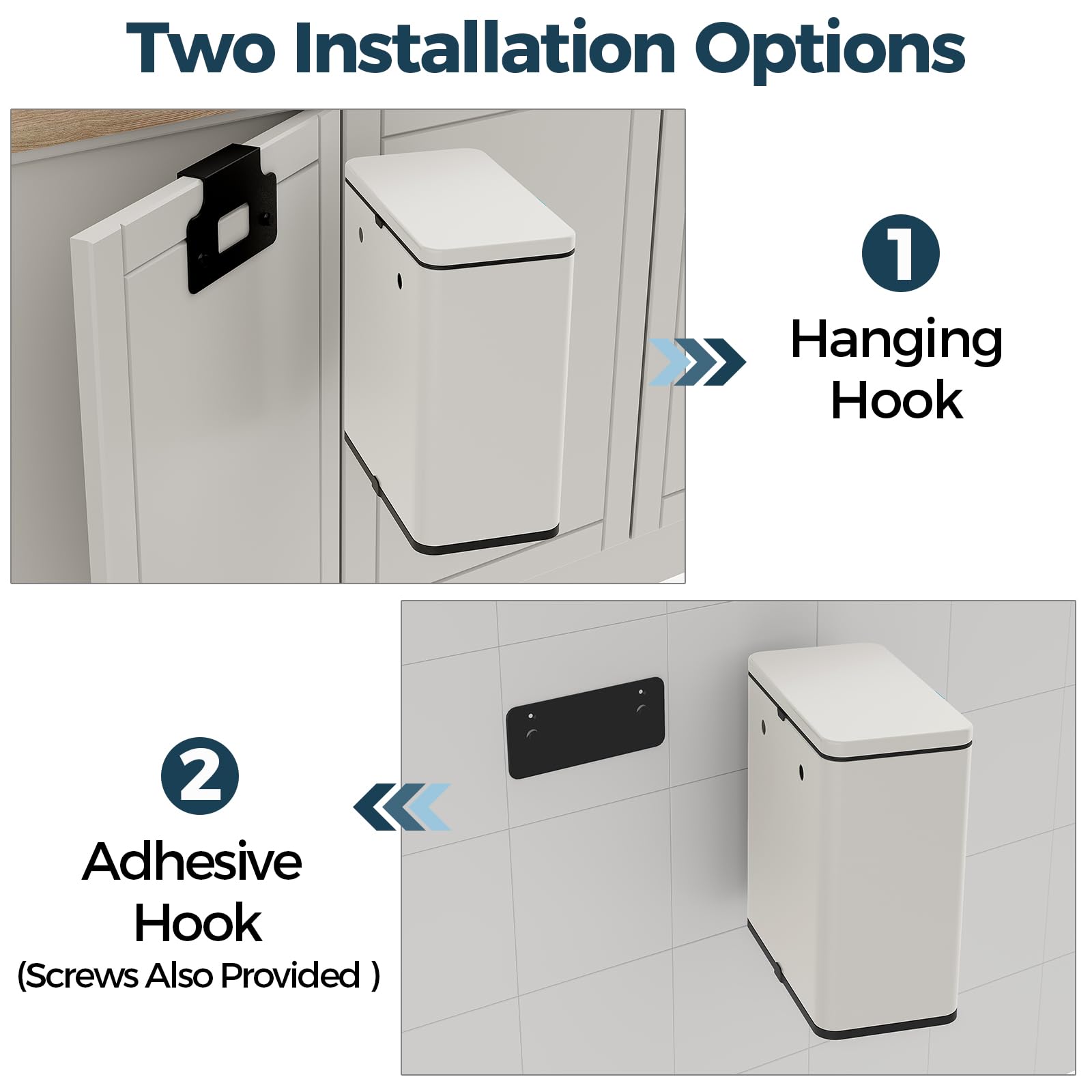 Stainless Steel Hanging Trash Can with Lid and Inner Bucket