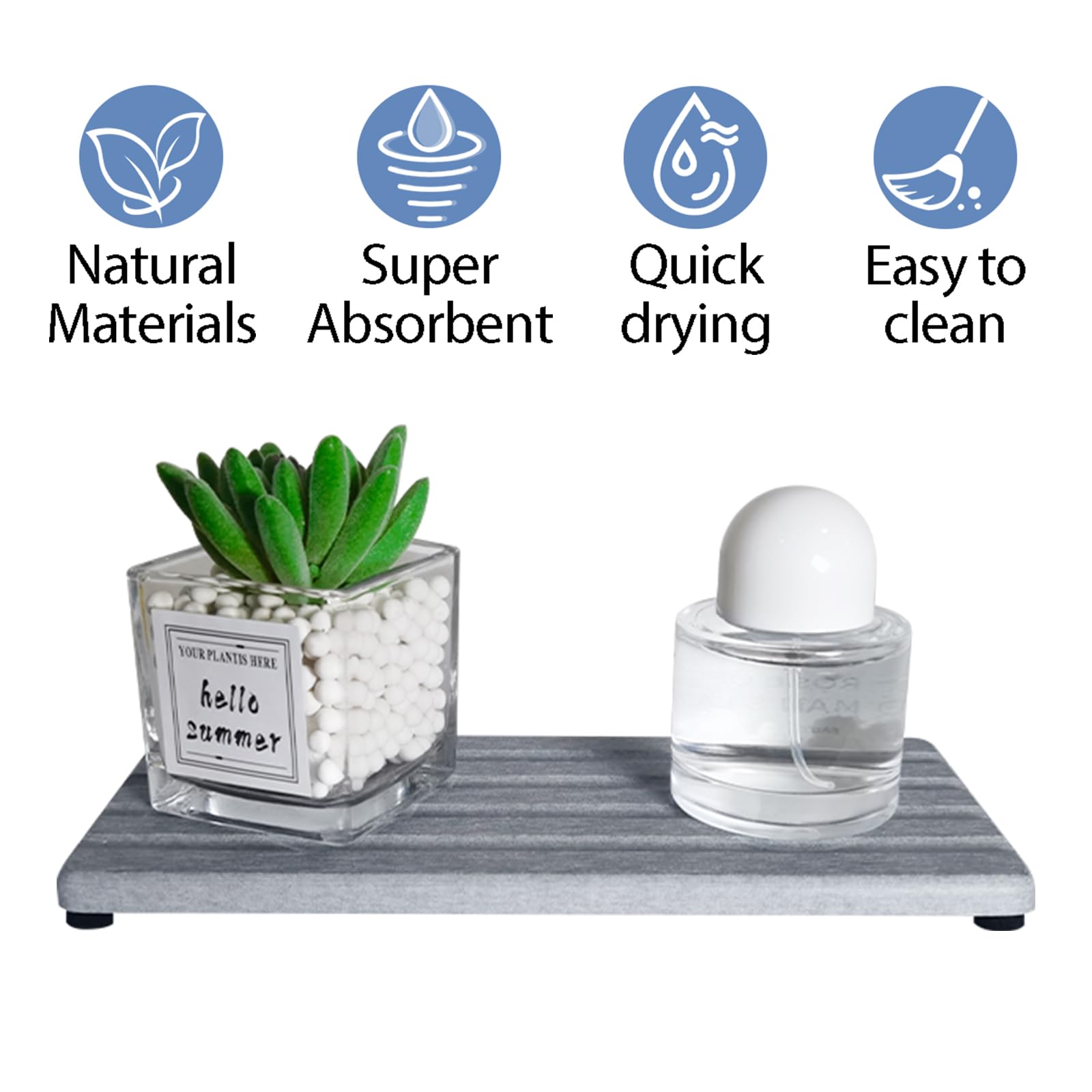 Diatomite Soap Dish Holder Water Absorbing Stone Tray Bathroom Countertop (2 Count)