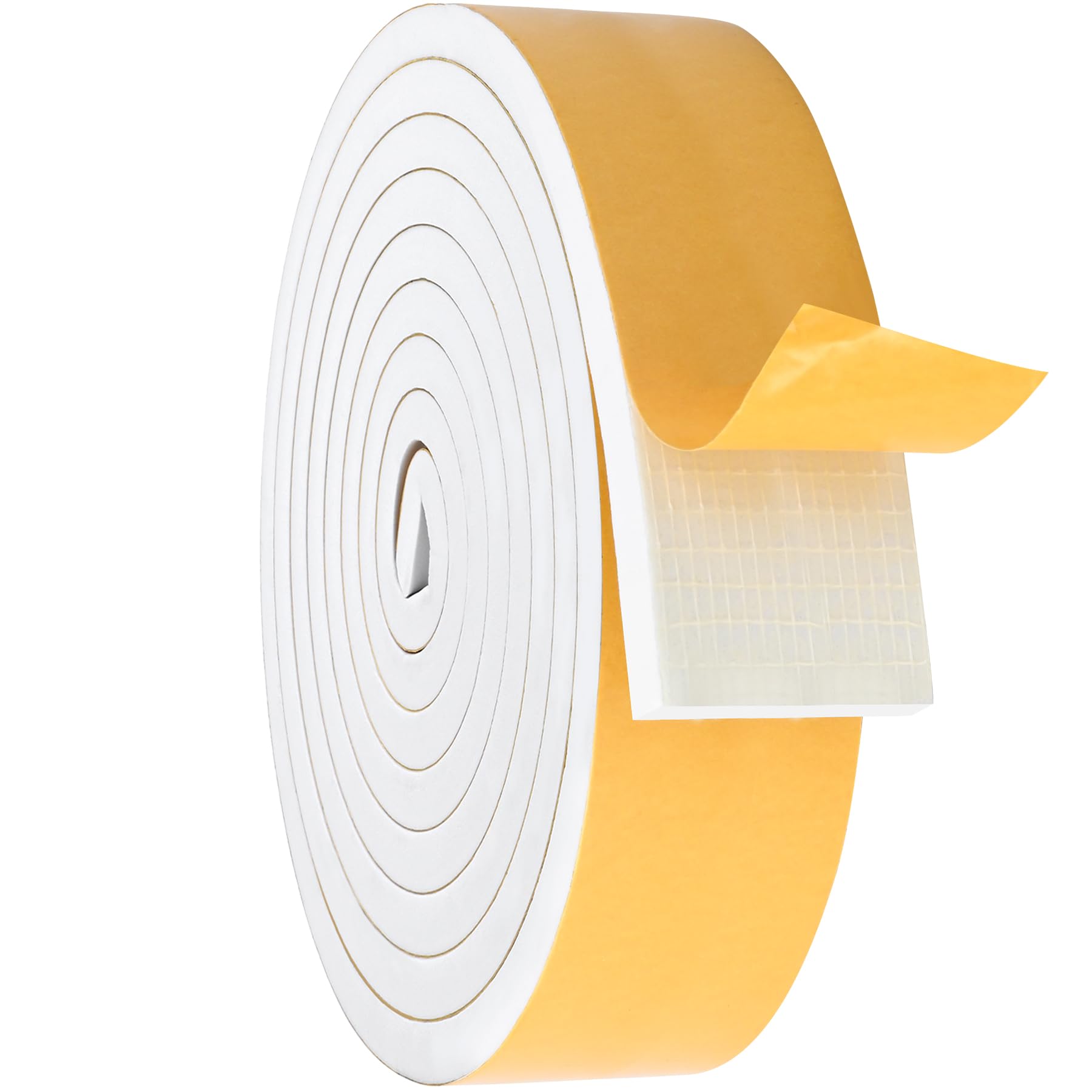 White Door Window Weather Stripping Self Adhesive Foam Tape High Density Foam Sealing Strip Window Insulation Weatherproof Gasket Tape for Doors and Windows (10 Foot)