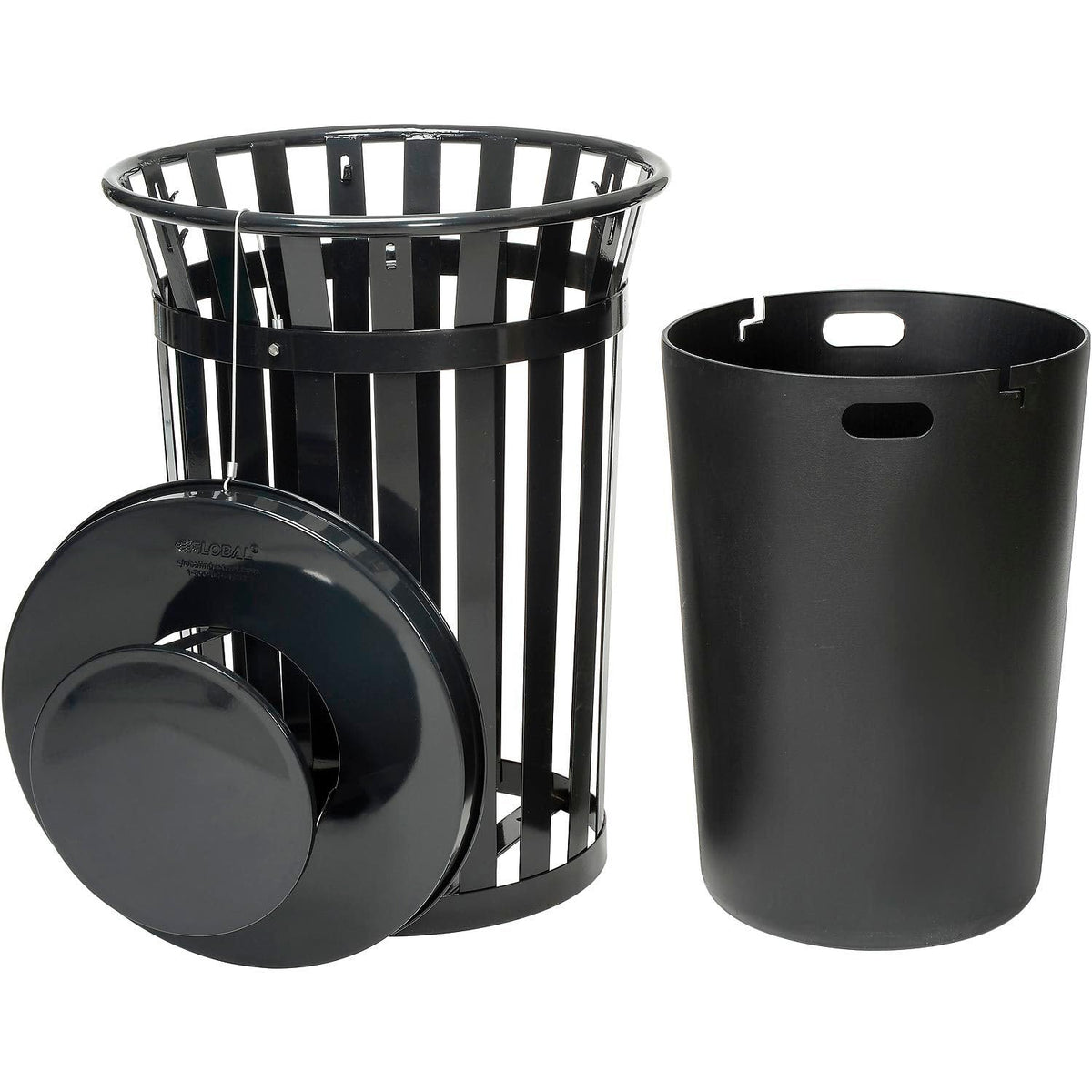 Heavy Duty 36 Gallon Cap Outdoor Metal Slatted Trash Can