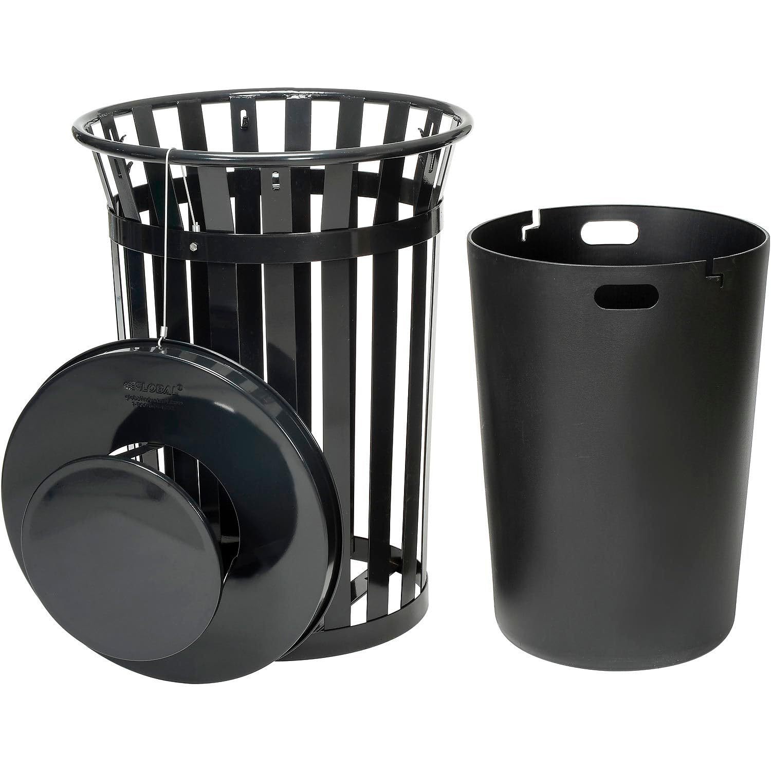 Heavy Duty 36 Gallon Cap Outdoor Metal Slatted Trash Can