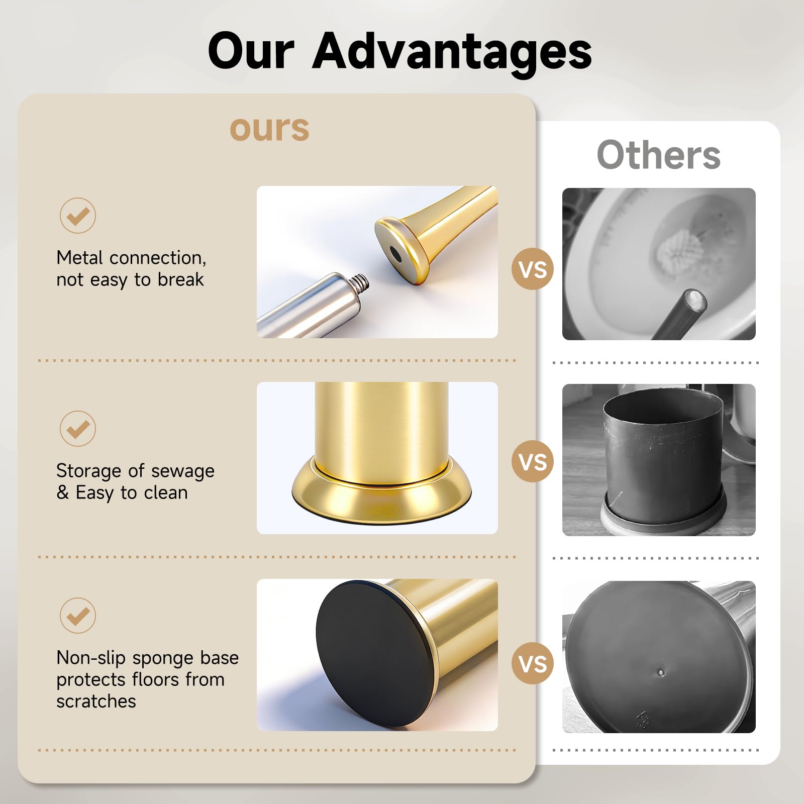 Brushed Gold Toilet Brush and Holder