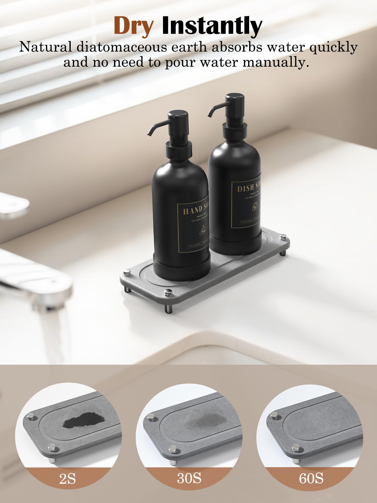 17 oz Glass Liquid Soap Dispenser Set (2 Count)