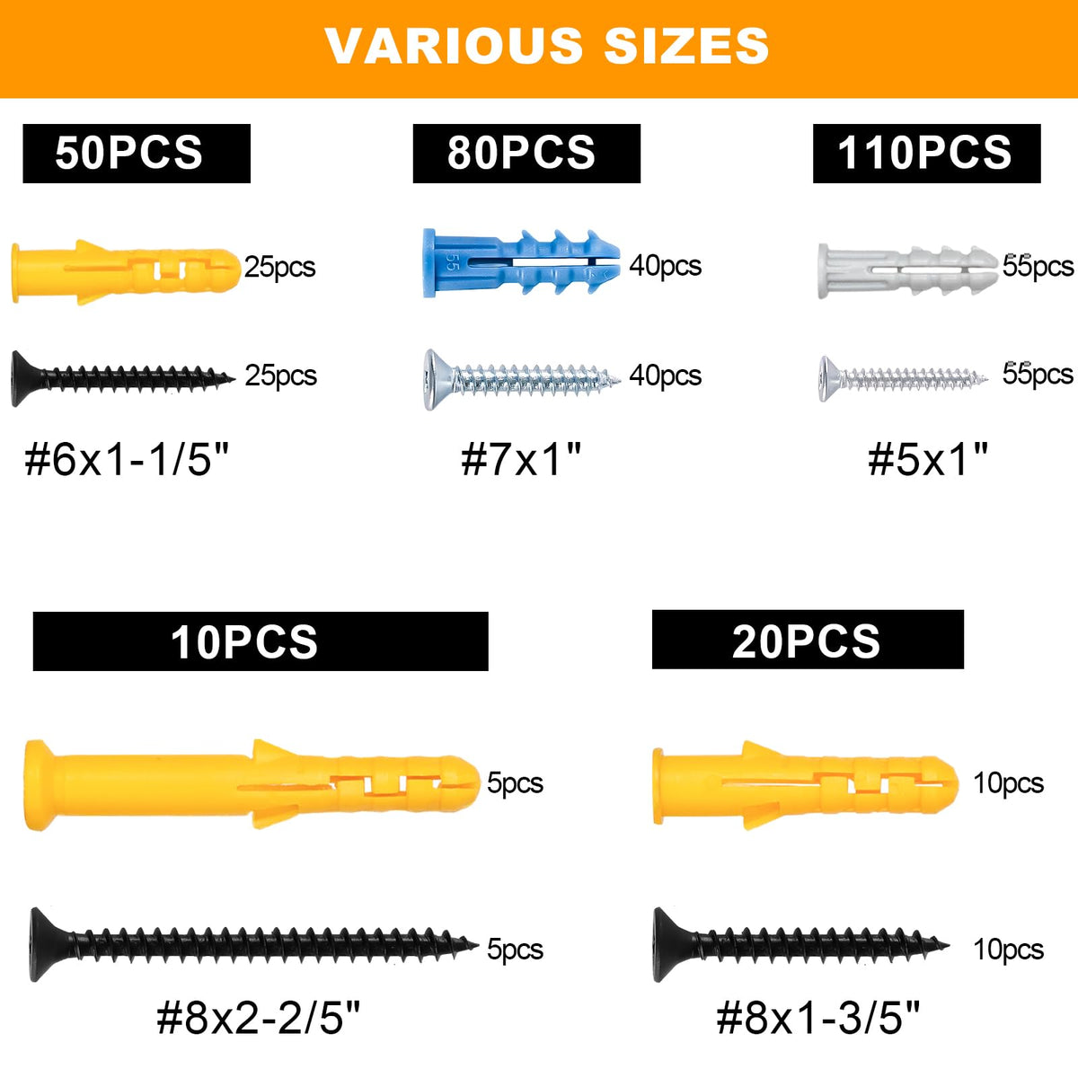 270Pcs Wall Anchors Kit for Home Improvement and Decor