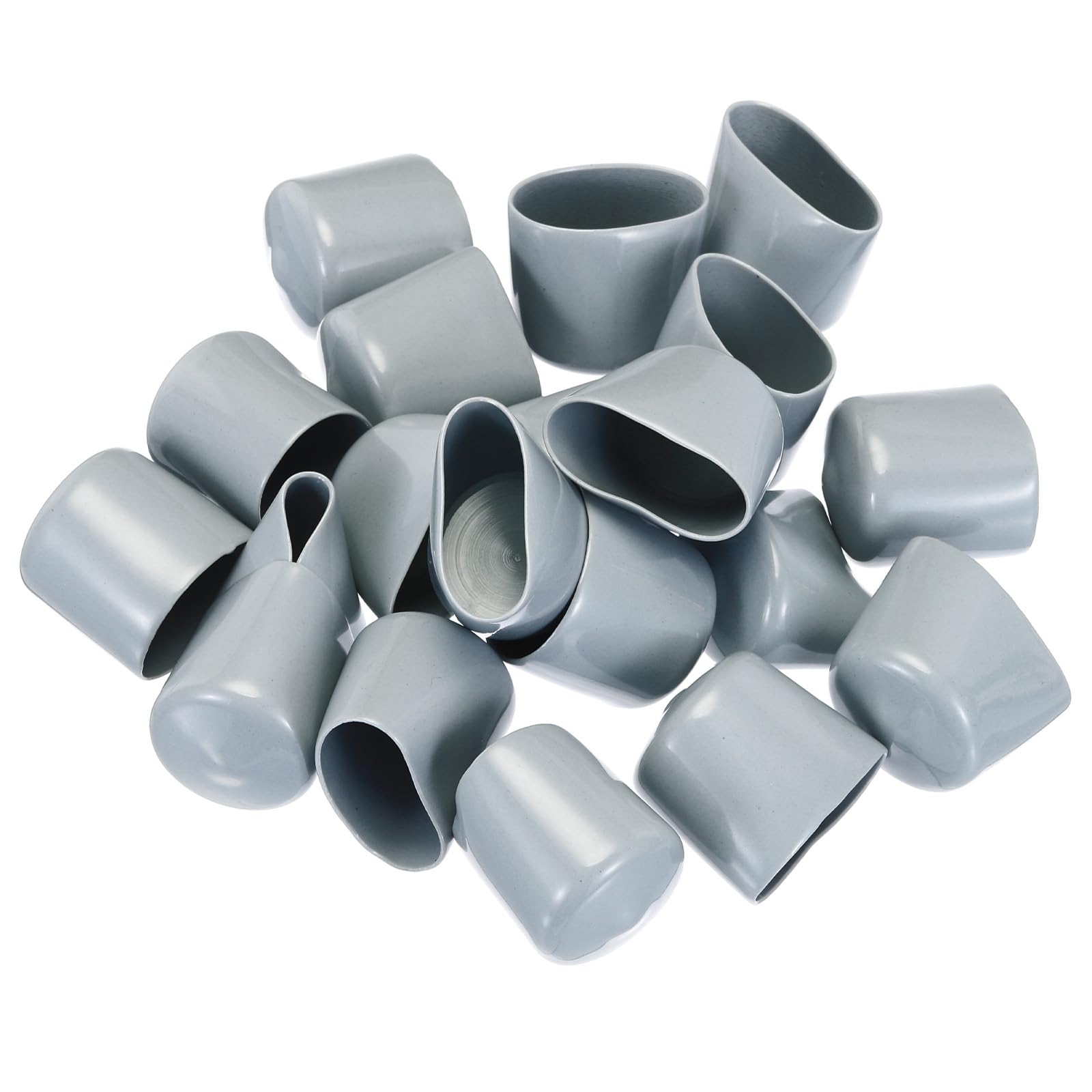 20pcs Rubber End Caps 29mm ID Vinyl PVC Round Tube Bolt Cap Cover Screw Thread Protectors Grey